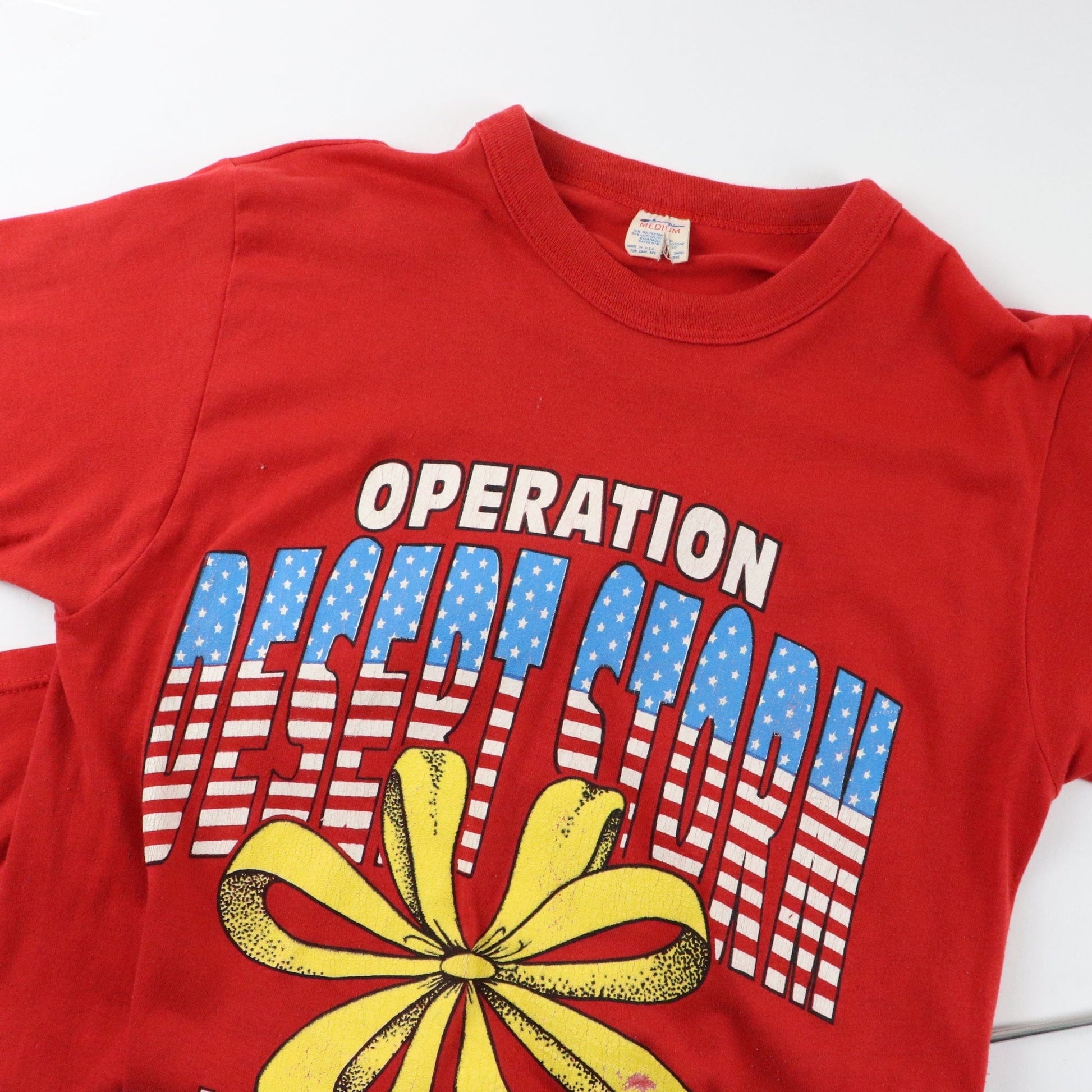 Vintage Operation Desert Storm T Shirt Mens Medium Red USA Military 90s