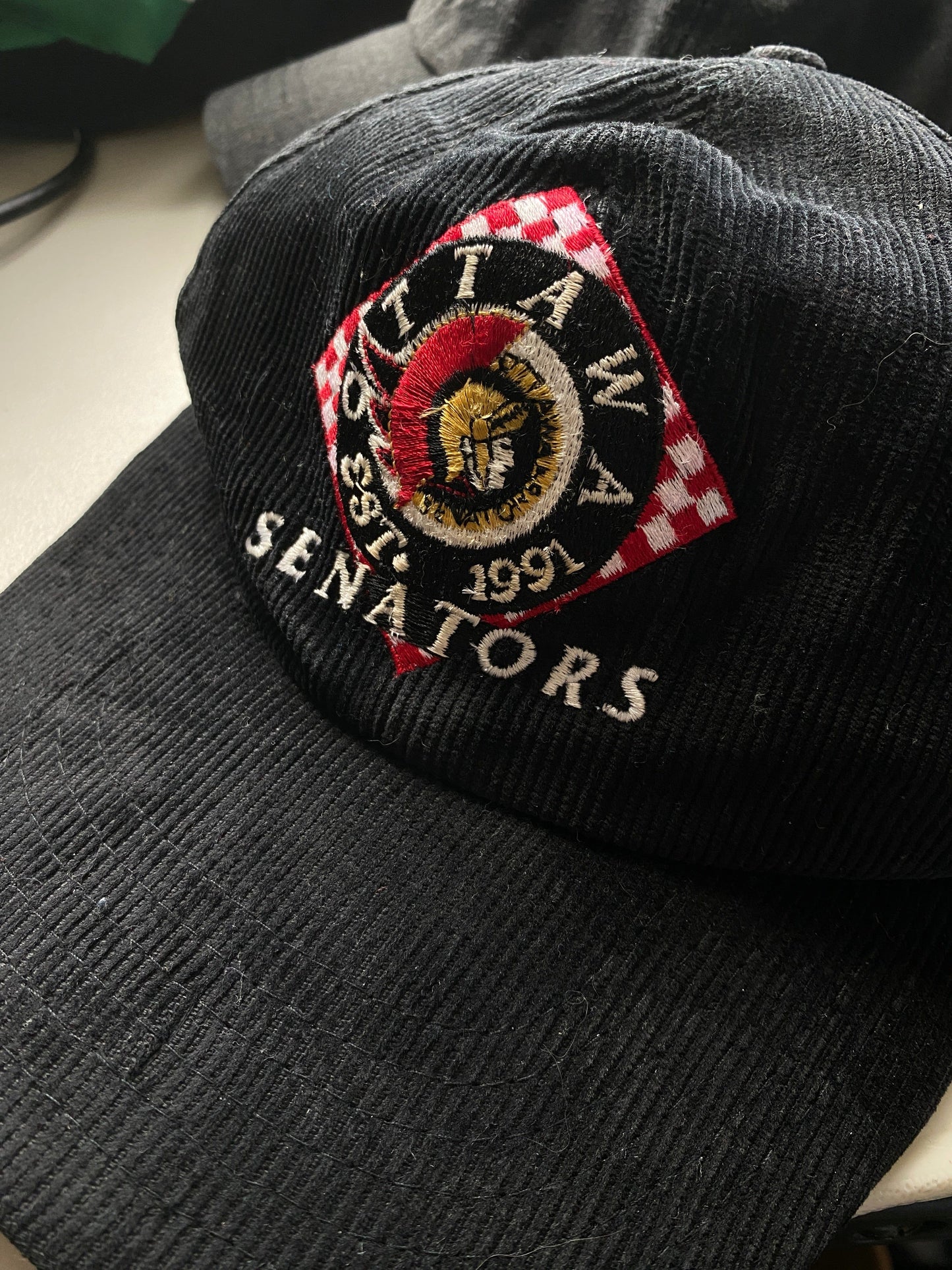 Vintage Ottawa Senators Hat Adult Black Corduroy Snap Back