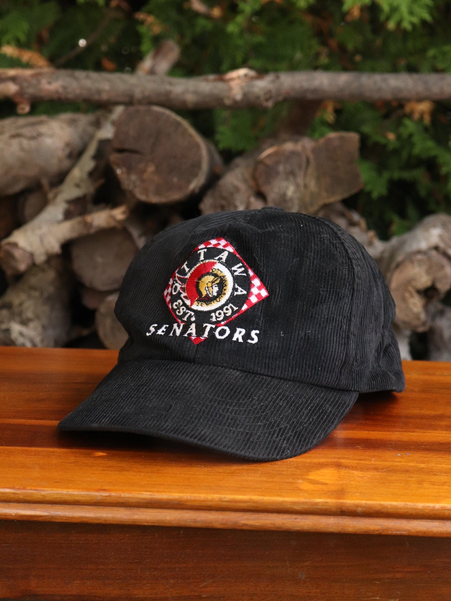 Vintage Ottawa Senators Hat Adult Black Corduroy Snap Back