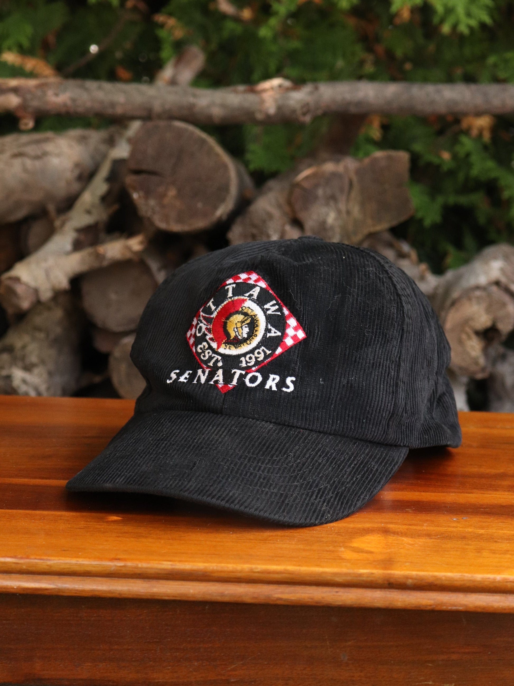 Vintage Ottawa Senators Hat Adult Black Corduroy Snap Back