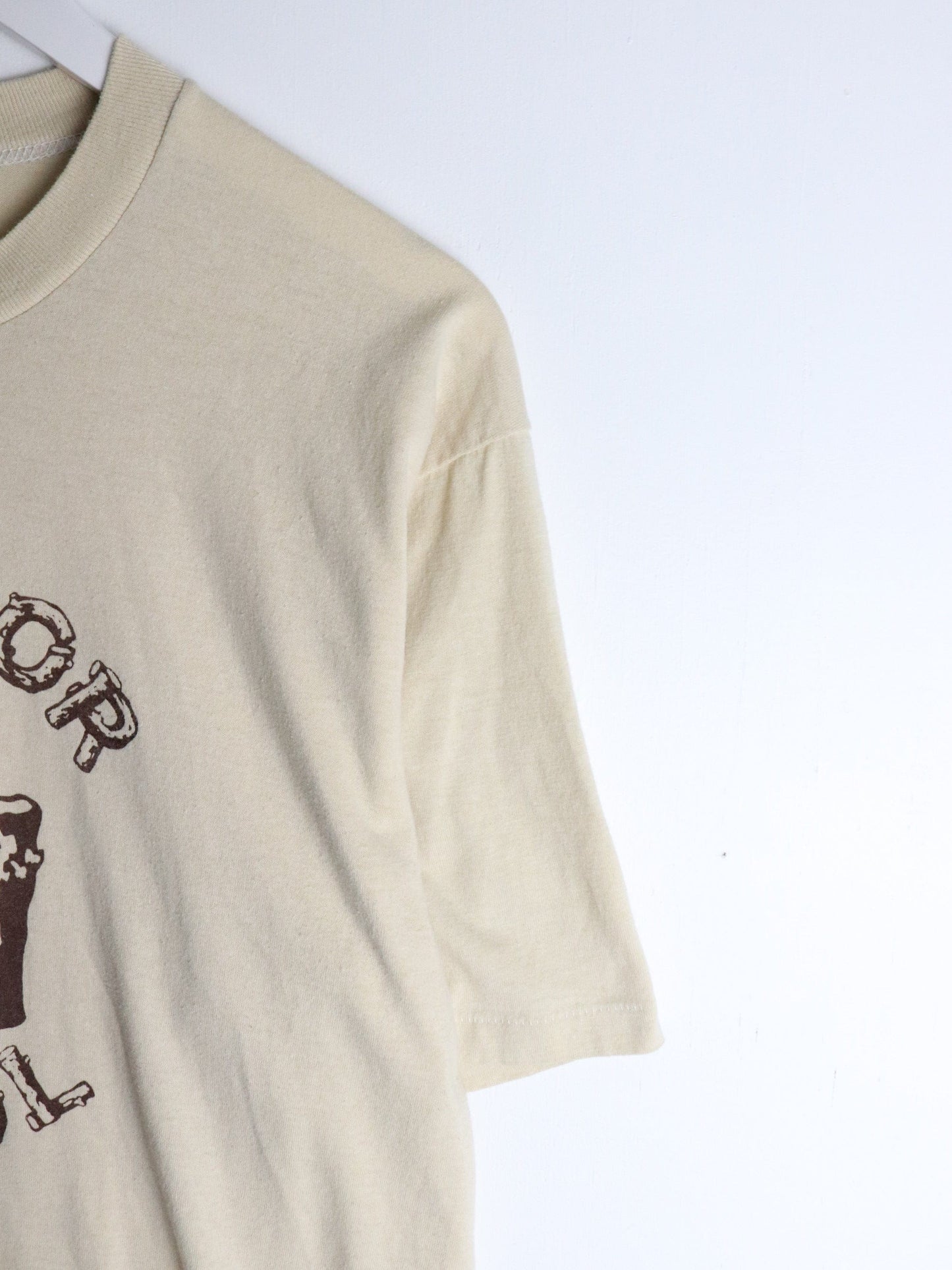 Vintage Outdoor School T Shirt Fits Mens Large Beige 80s from propervintagecanada