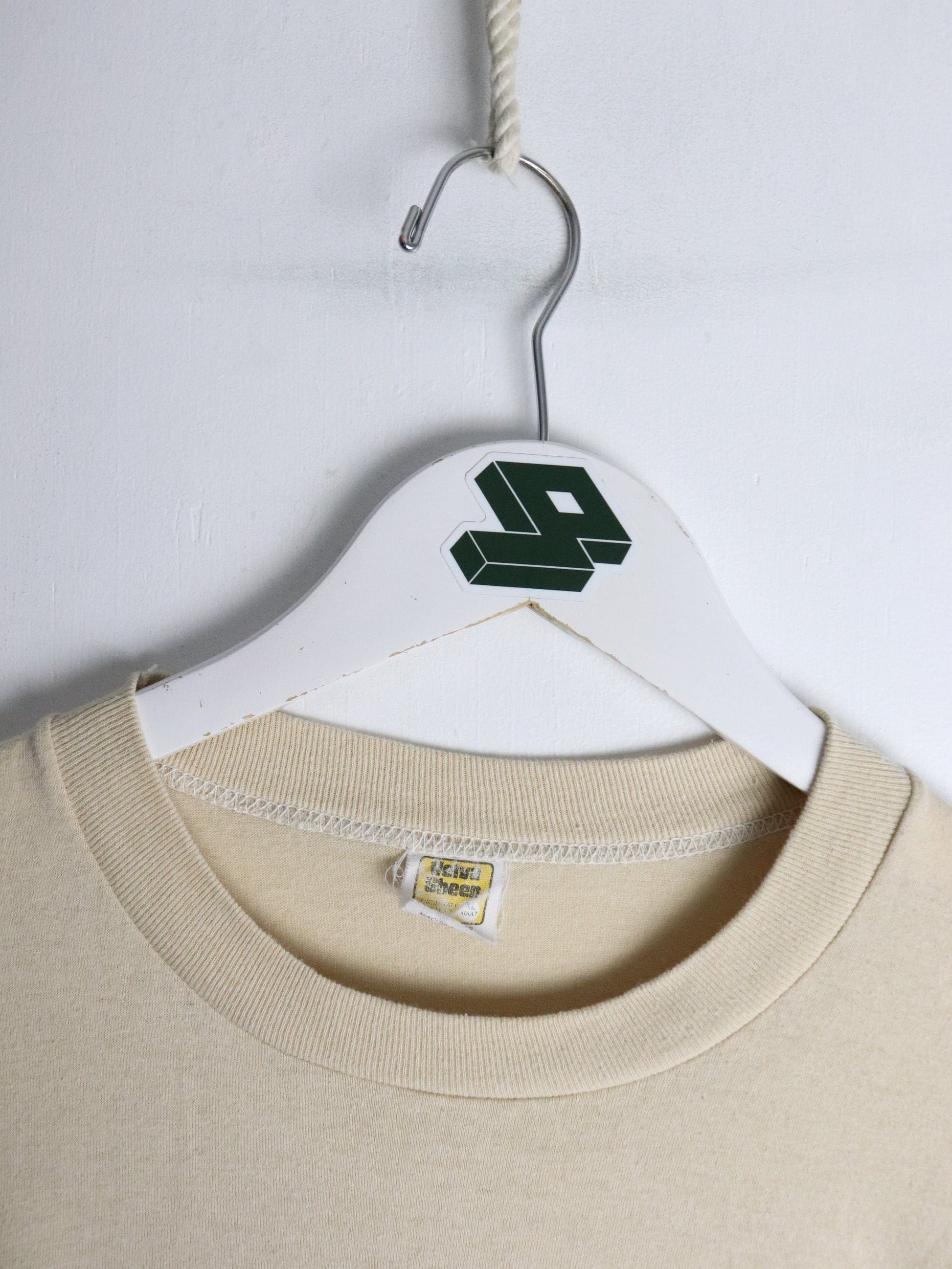 Vintage Outdoor School T Shirt Fits Mens Large Beige 80s from propervintagecanada