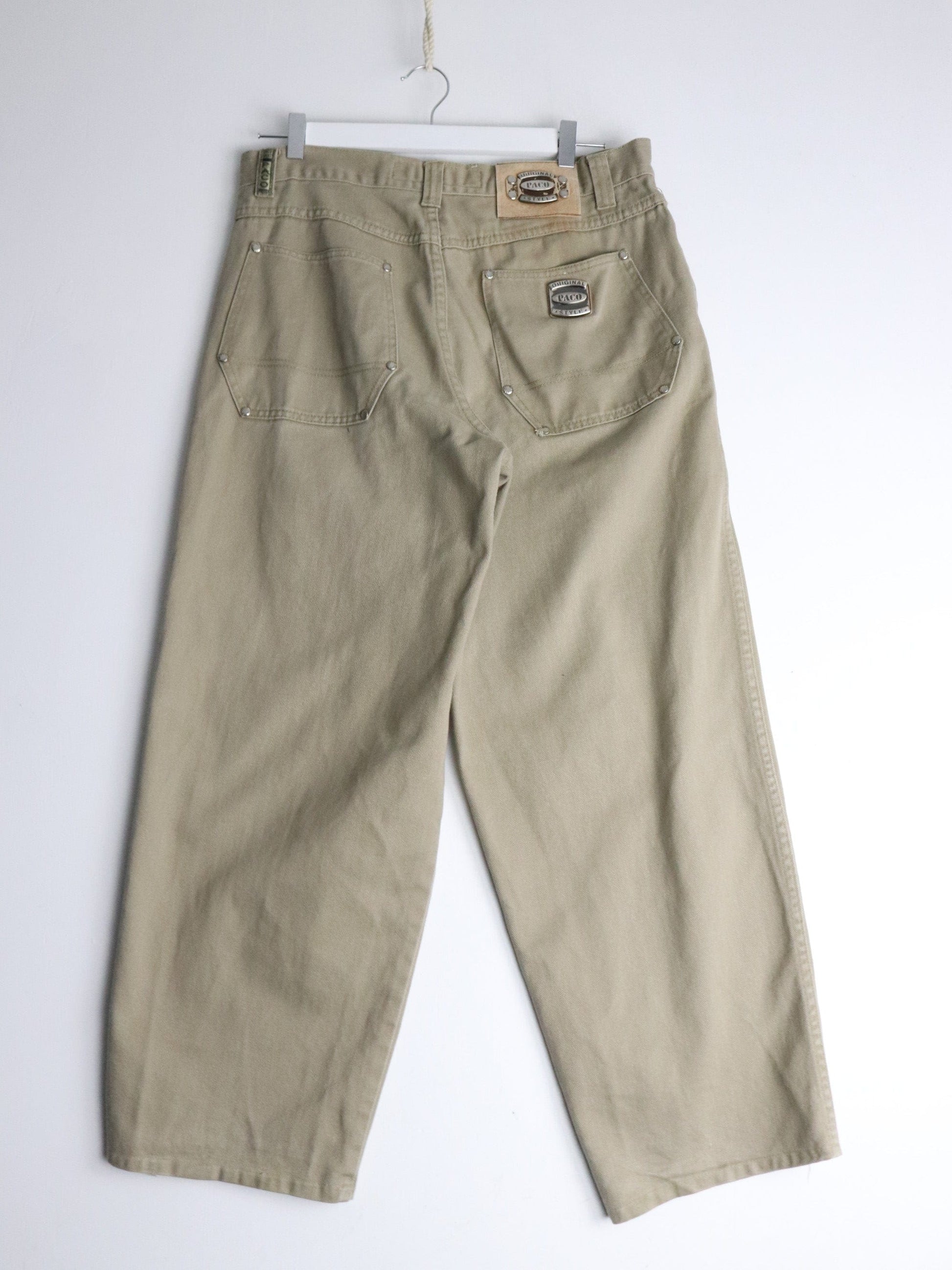 Vintage Paco Pants Fits Mens 34 x 28 Beige Y2K Denim Jeans