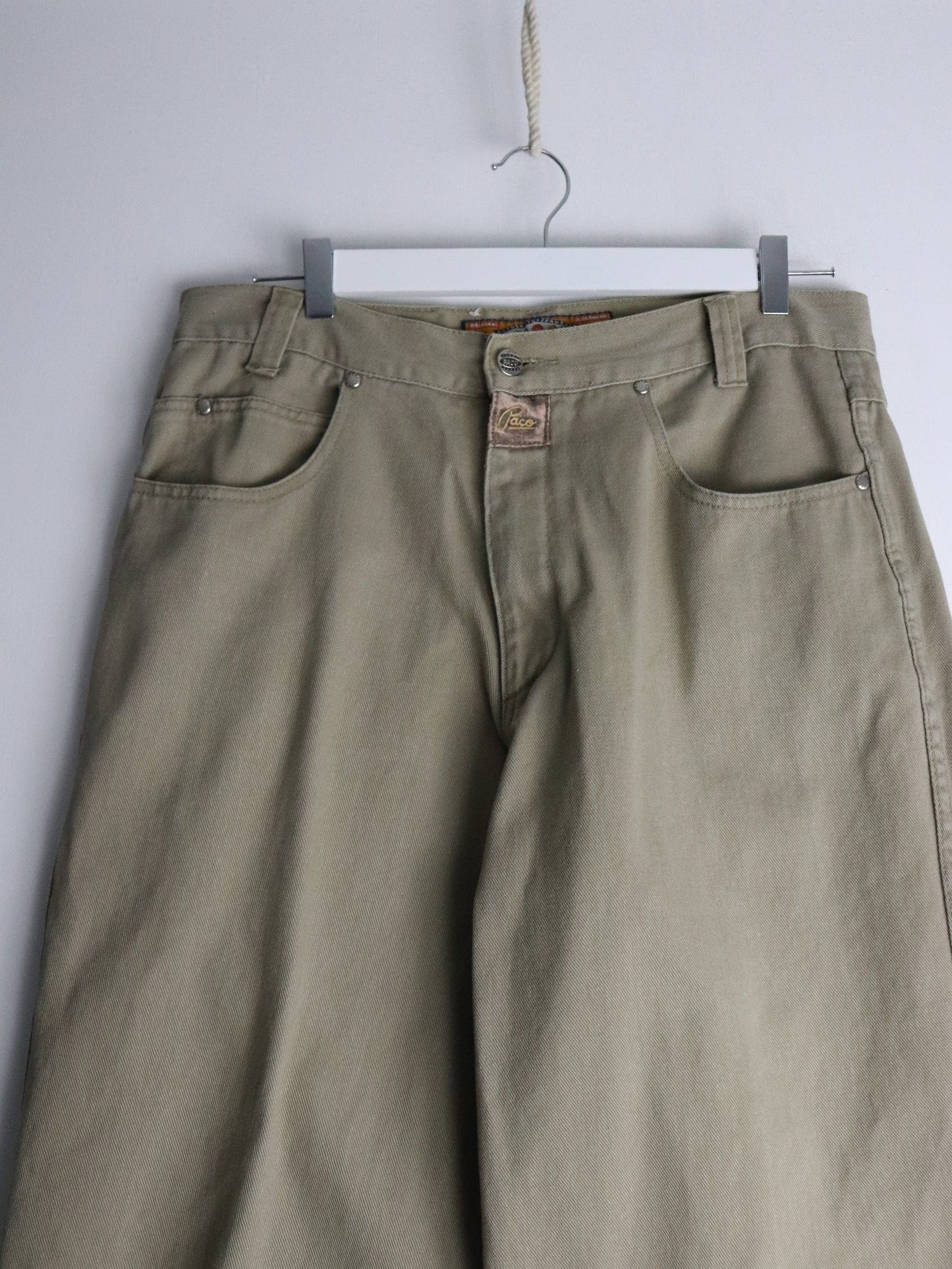 Vintage Paco Pants Fits Mens 34 x 28 Beige Y2K Denim Jeans