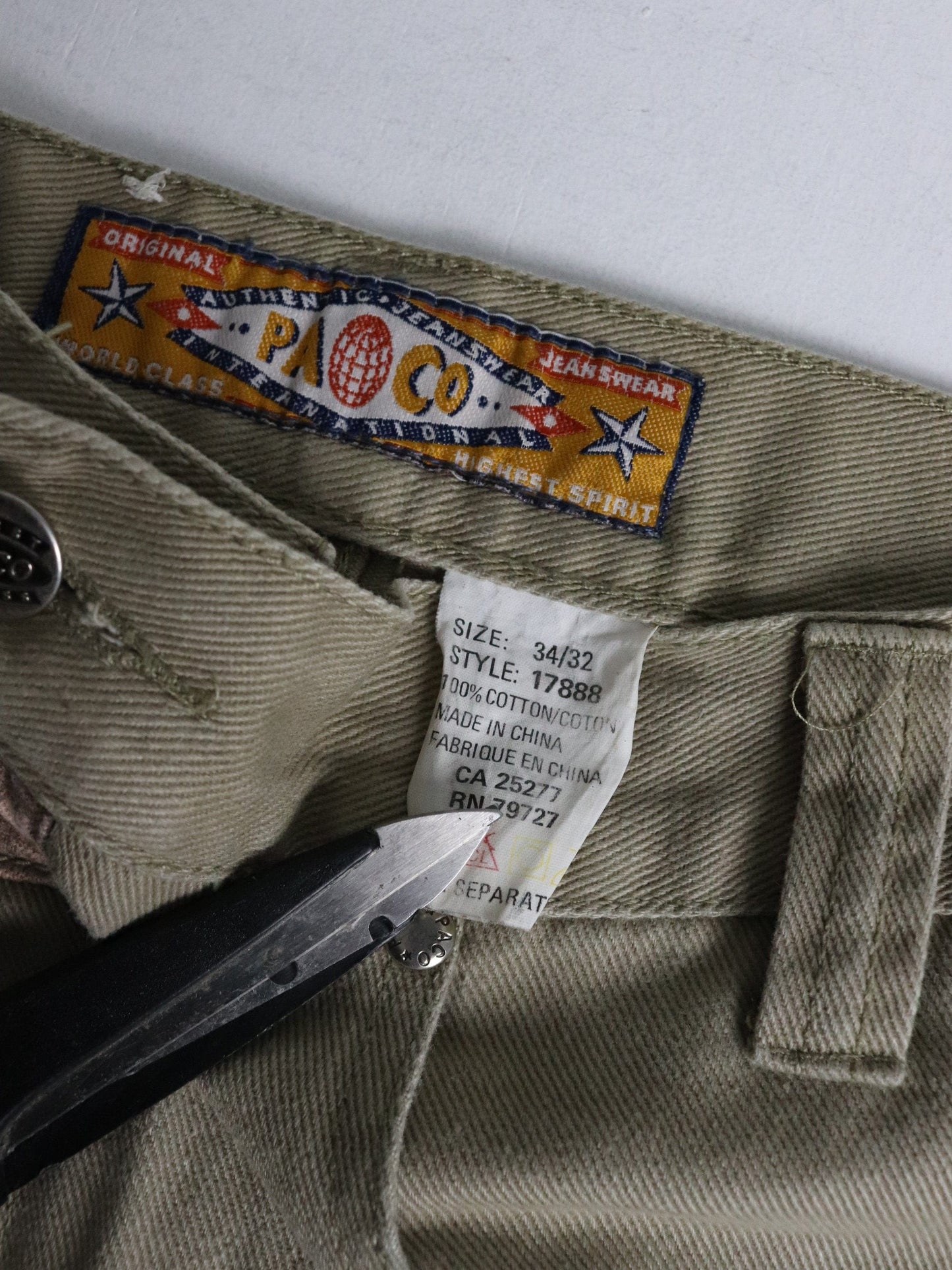 Vintage Paco Pants Fits Mens 34 x 28 Beige Y2K Denim Jeans