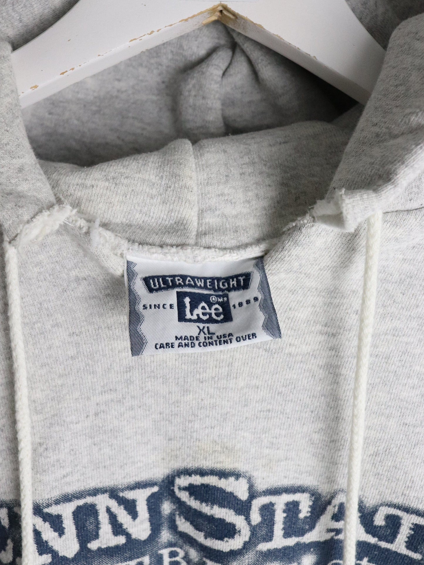 Vintage Penn State Football Story Sweatshirt Mens XL Grey Hoodie from propervintagecanada