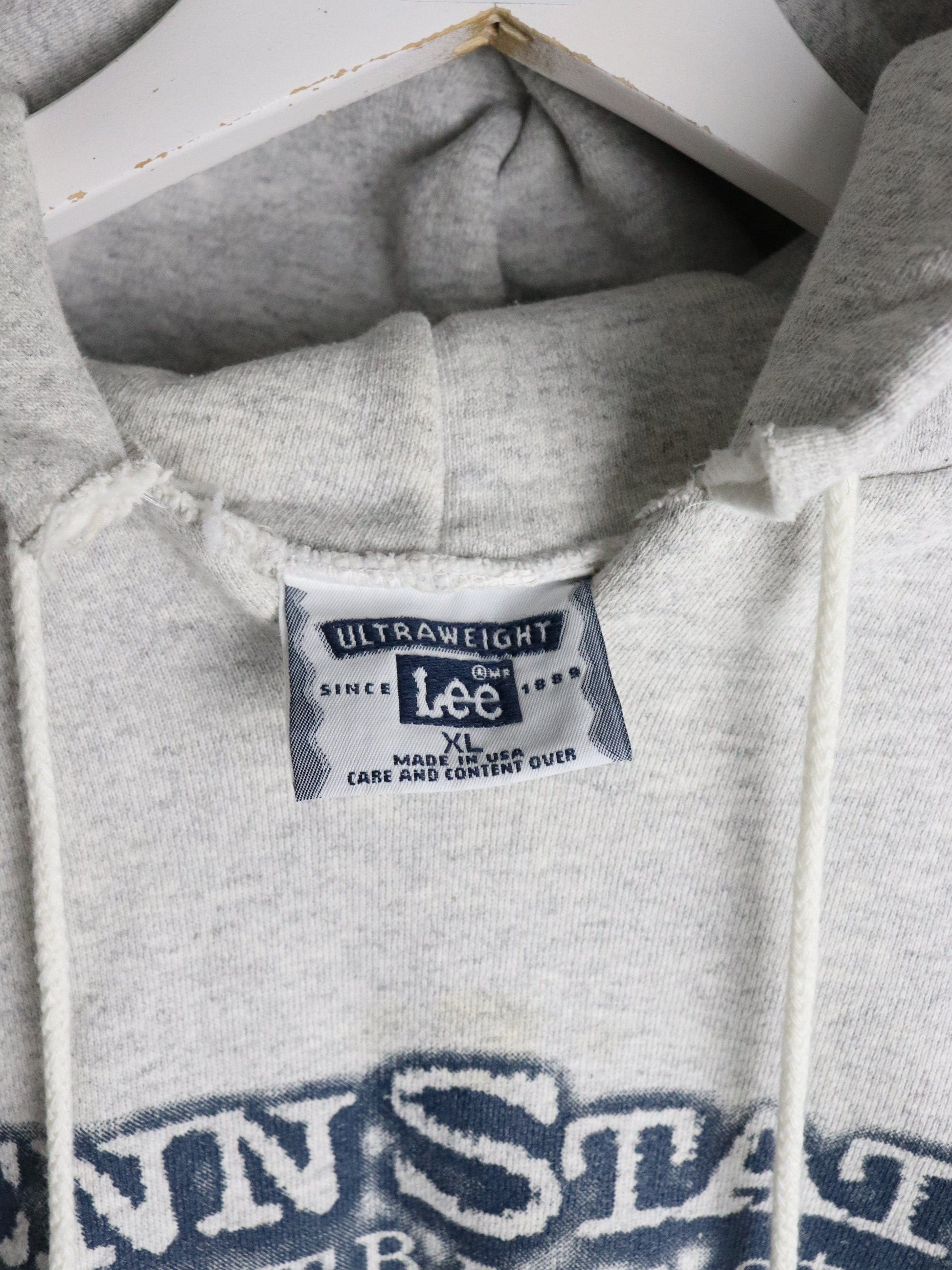 Vintage Penn State Football Story Sweatshirt Mens XL Grey Hoodie from propervintagecanada