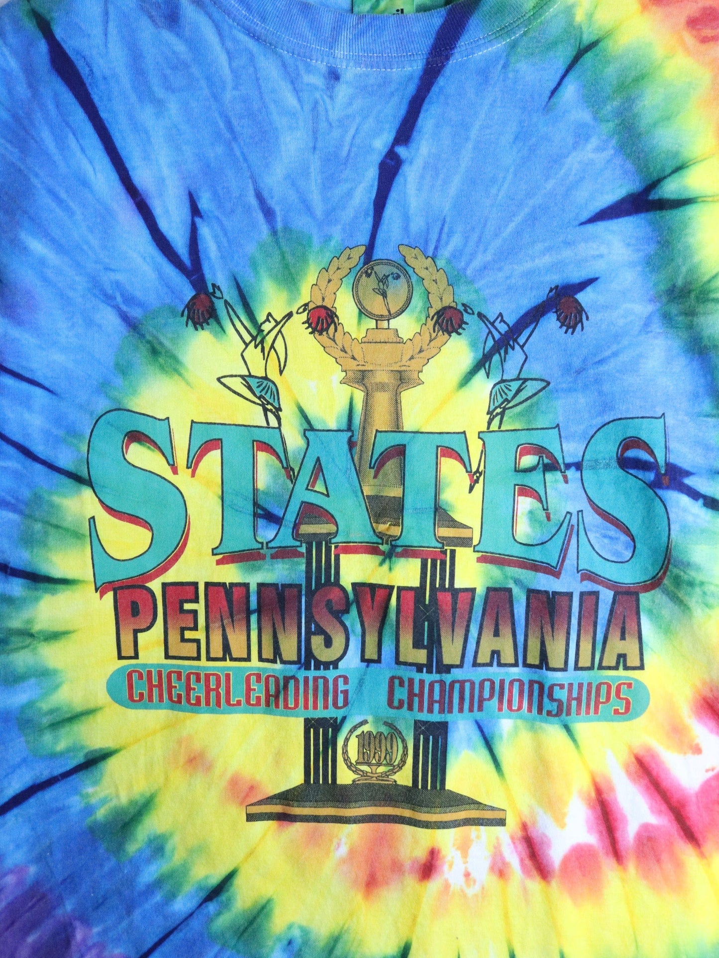 Vintage Pennsylvania Cheerleading Championships T Shirt Mens XL Tie Dye from propervintagecanada