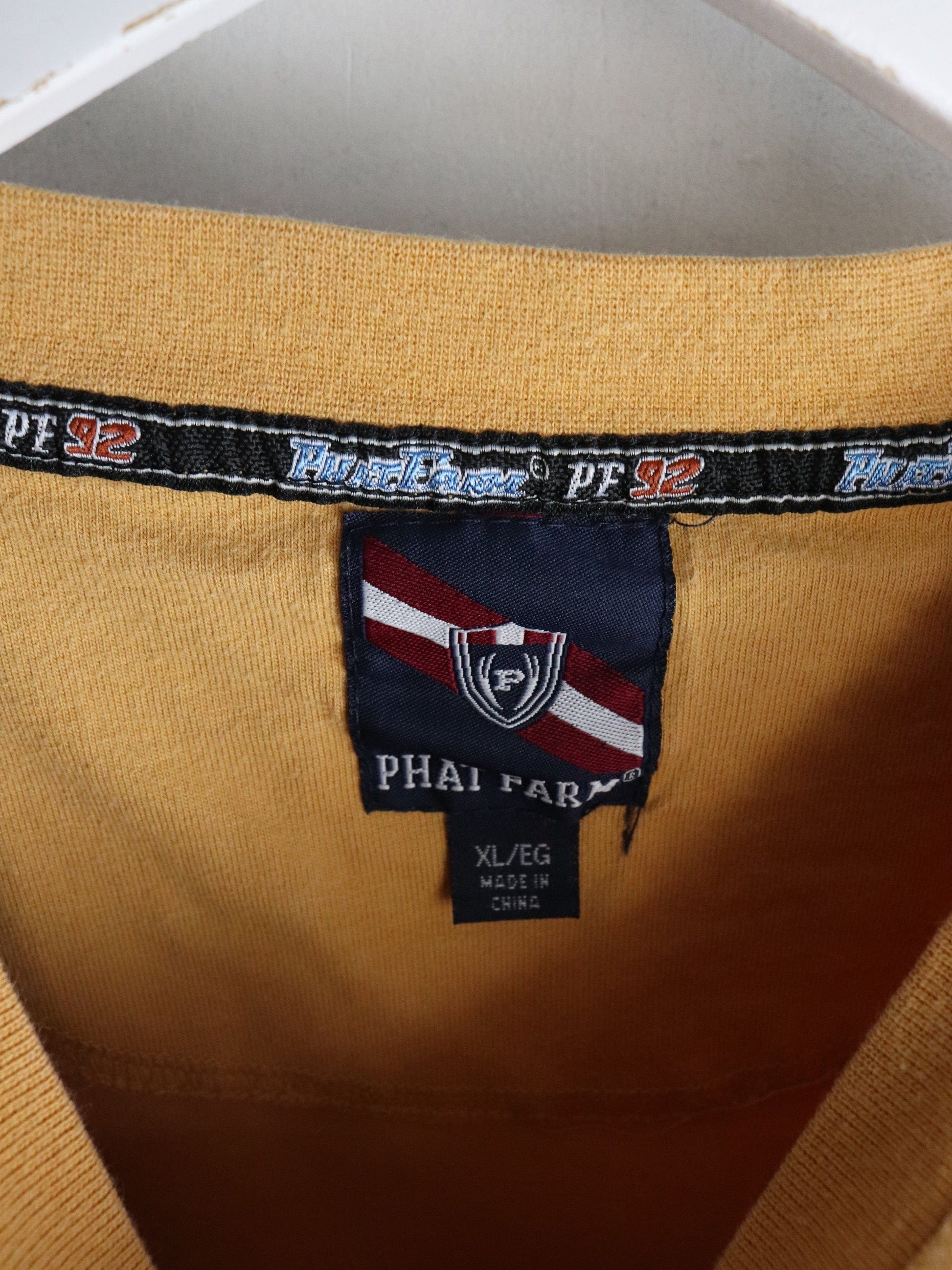 Vintage Phat Farm T Shirt Mens XL Yellow Y2K