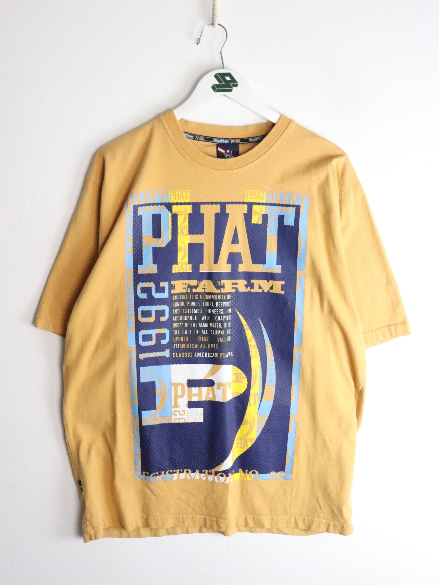 Vintage Phat Farm T Shirt Mens XL Yellow Y2K