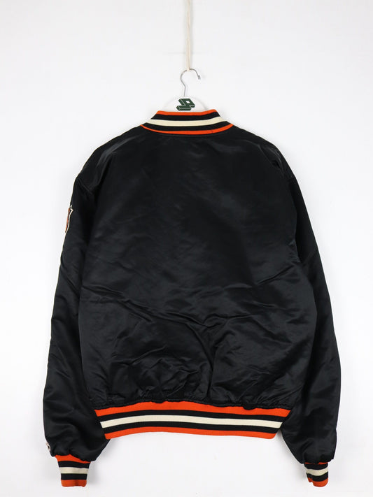 Vintage Philadelphia Flyers Jacket Mens XL Black Satin Starter Bomber Coat