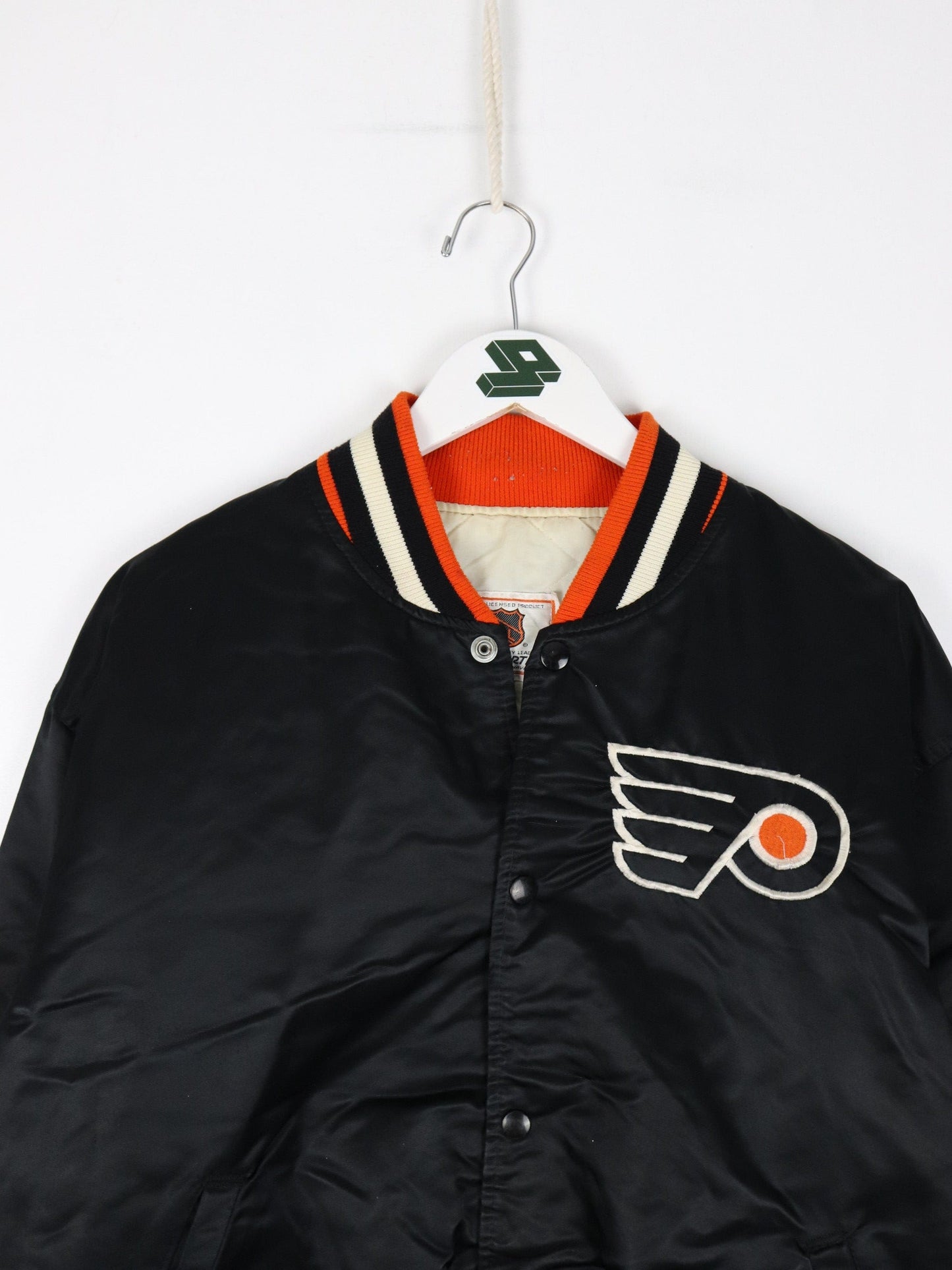 Vintage Philadelphia Flyers Jacket Mens XL Black Satin Starter Bomber Coat
