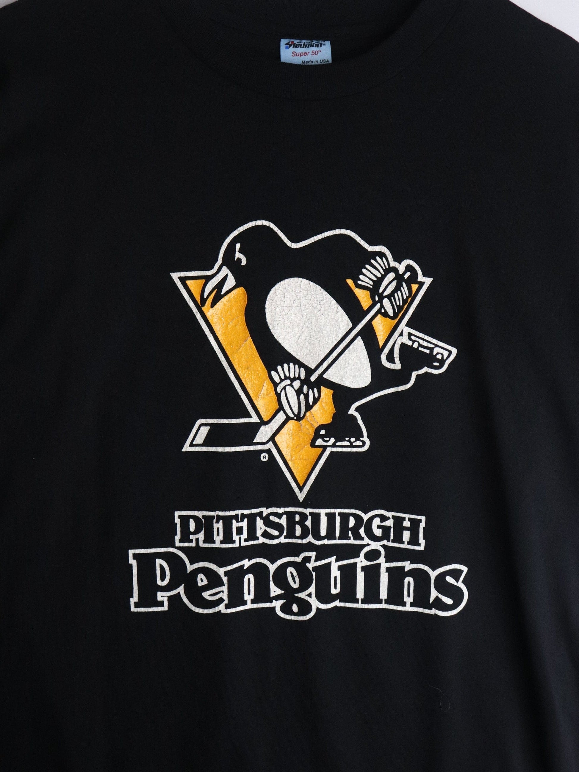Vintage Pittsburgh Penguins T Shirt Mens Large Black Lemieux from propervintagecanada