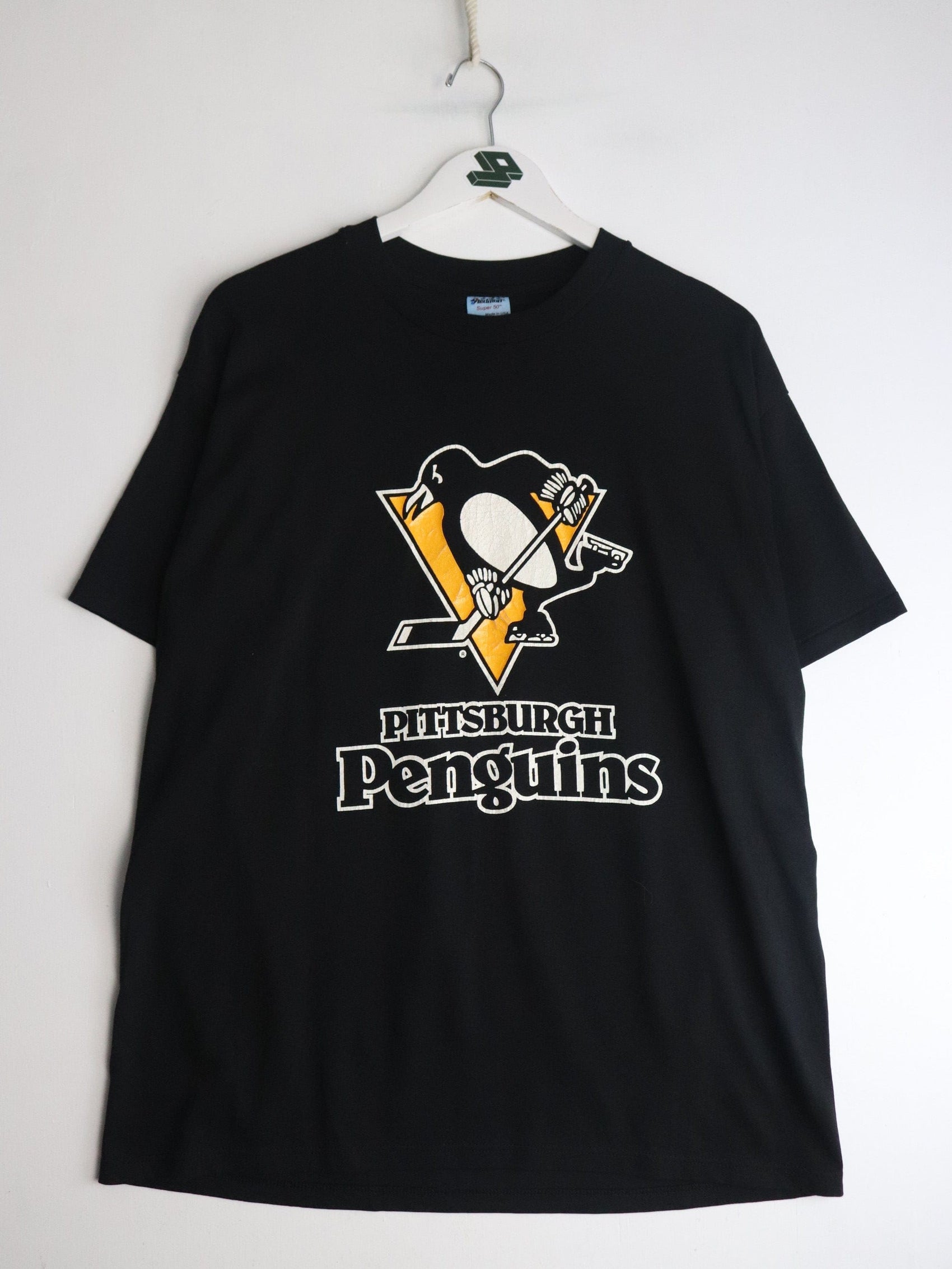Vintage Pittsburgh Penguins T Shirt Mens Large Black Lemieux from propervintagecanada
