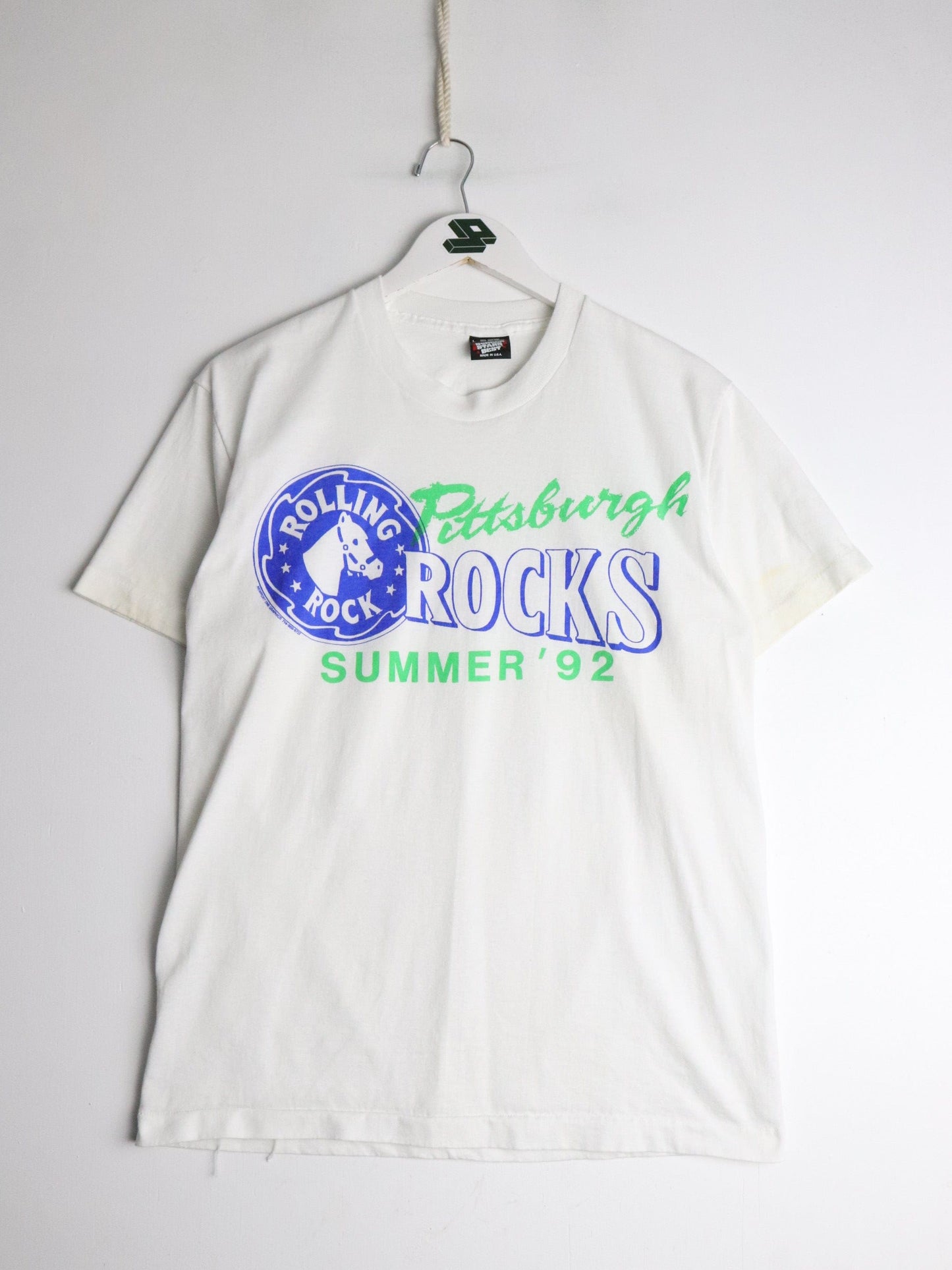 Vintage Pittsburgh Rocks T Shirt Fits Mens Medium White 90s from propervintagecanada