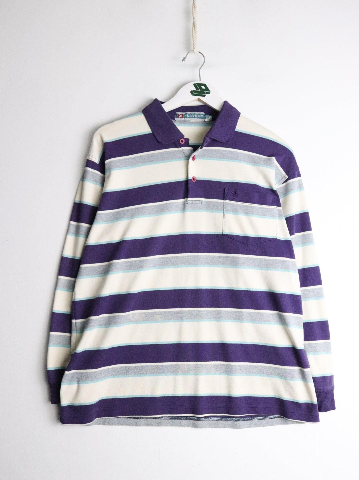 Vintage Playboy Shirt Fits Mens Medium Purple Rugby from propervintagecanada
