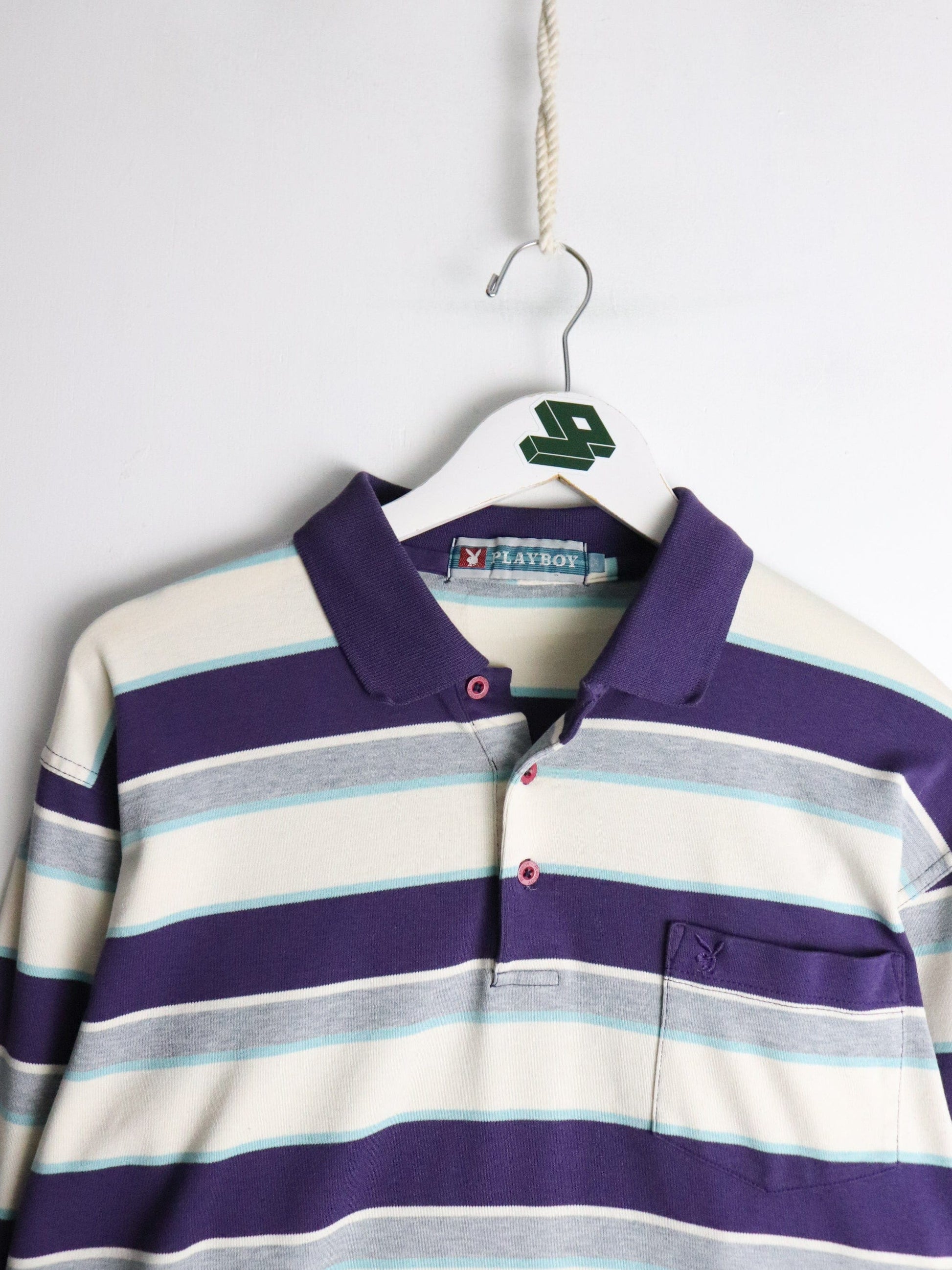 Vintage Playboy Shirt Fits Mens Medium Purple Rugby from propervintagecanada
