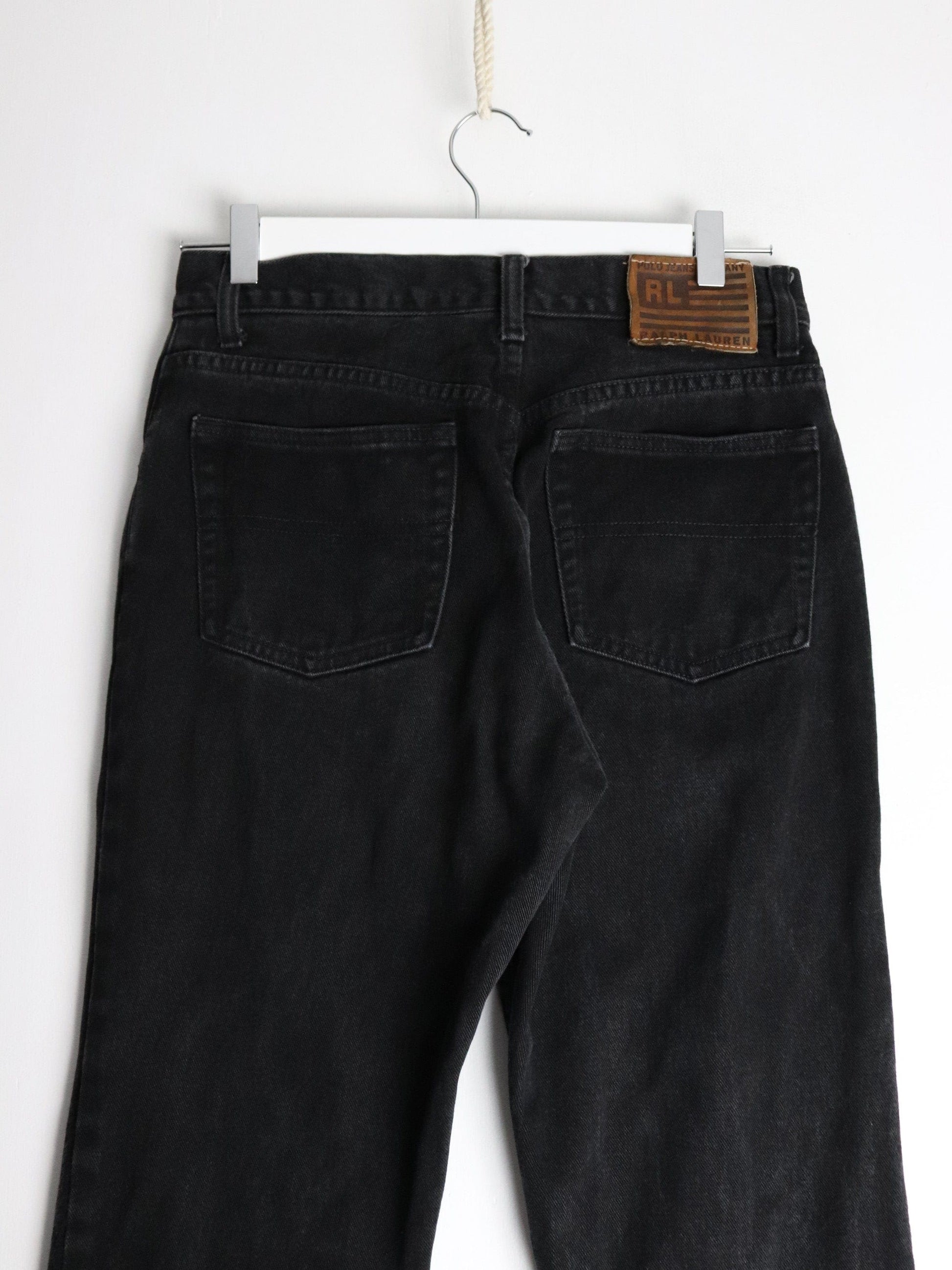 Vintage Polo Jeans Co Ralph Lauren Pants Mens 30 x 29 Black Denim Jeans from propervintagecanada
