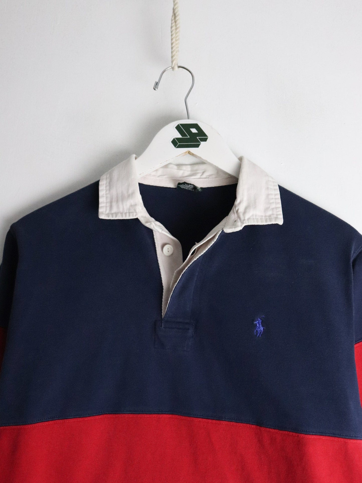 Vintage Polo Ralph Lauren Shirt Youth Large Blue Red Rugby from propervintagecanada
