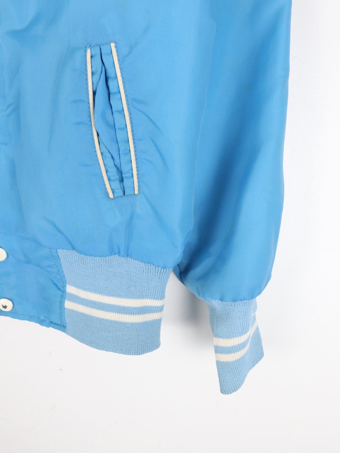 Vintage Port Elgin Atoms Hockey Jacket Youth XL Blue Snap On Pee Wee 80s from propervintagecanada