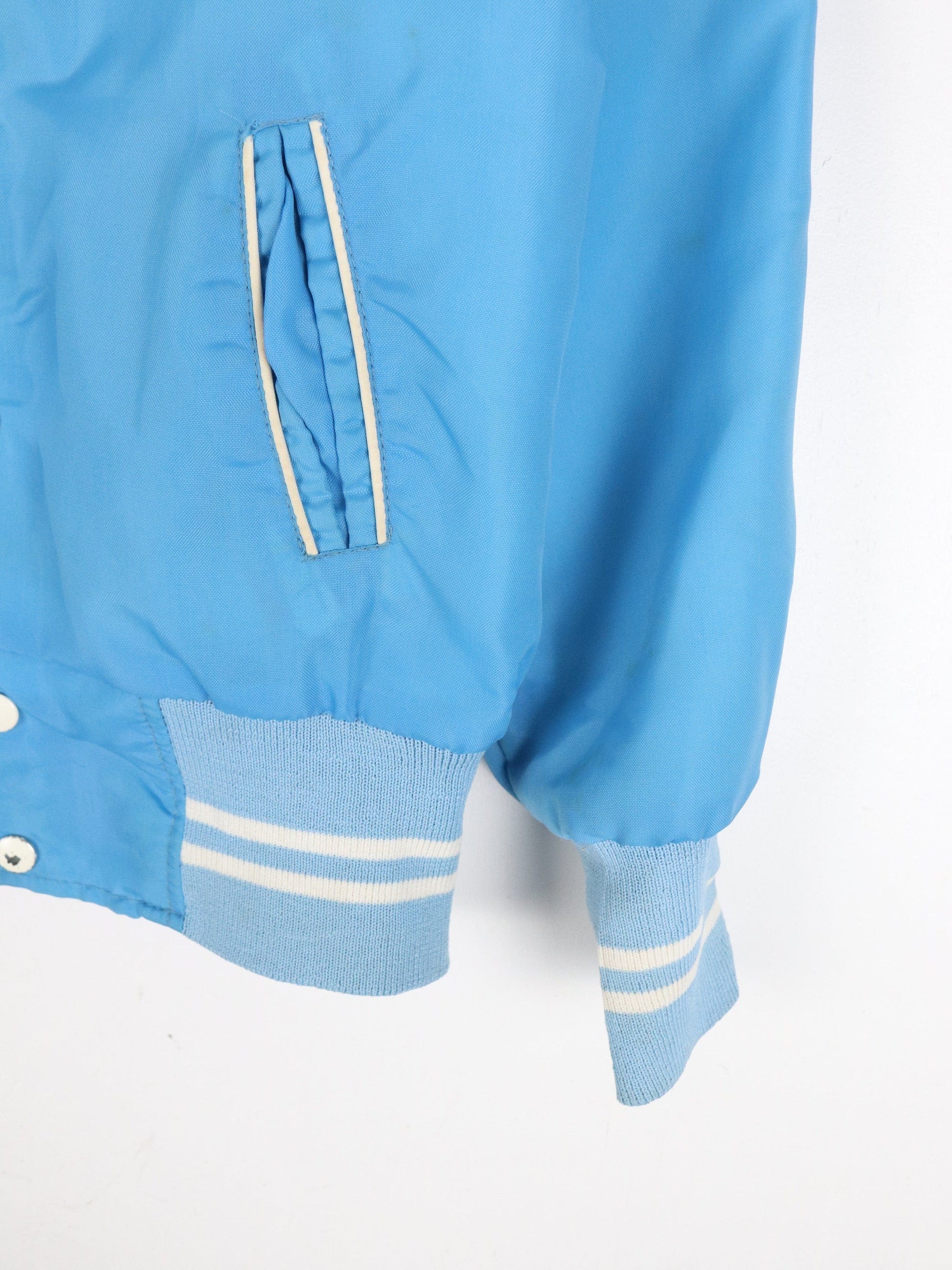 Vintage Port Elgin Atoms Hockey Jacket Youth XL Blue Snap On Pee Wee 80s from propervintagecanada