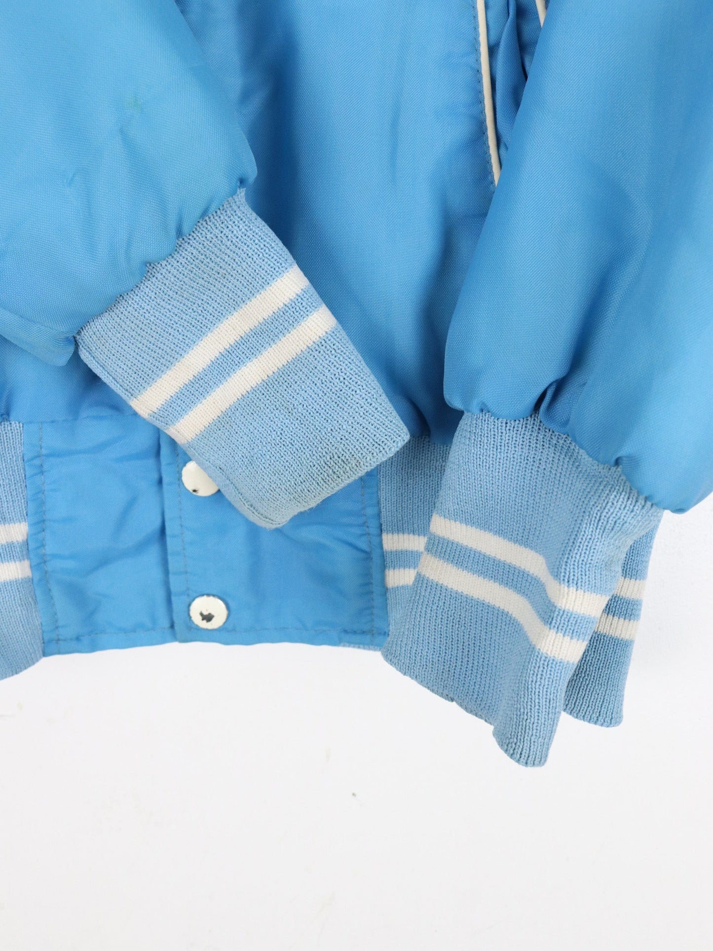 Vintage Port Elgin Atoms Hockey Jacket Youth XL Blue Snap On Pee Wee 80s from propervintagecanada