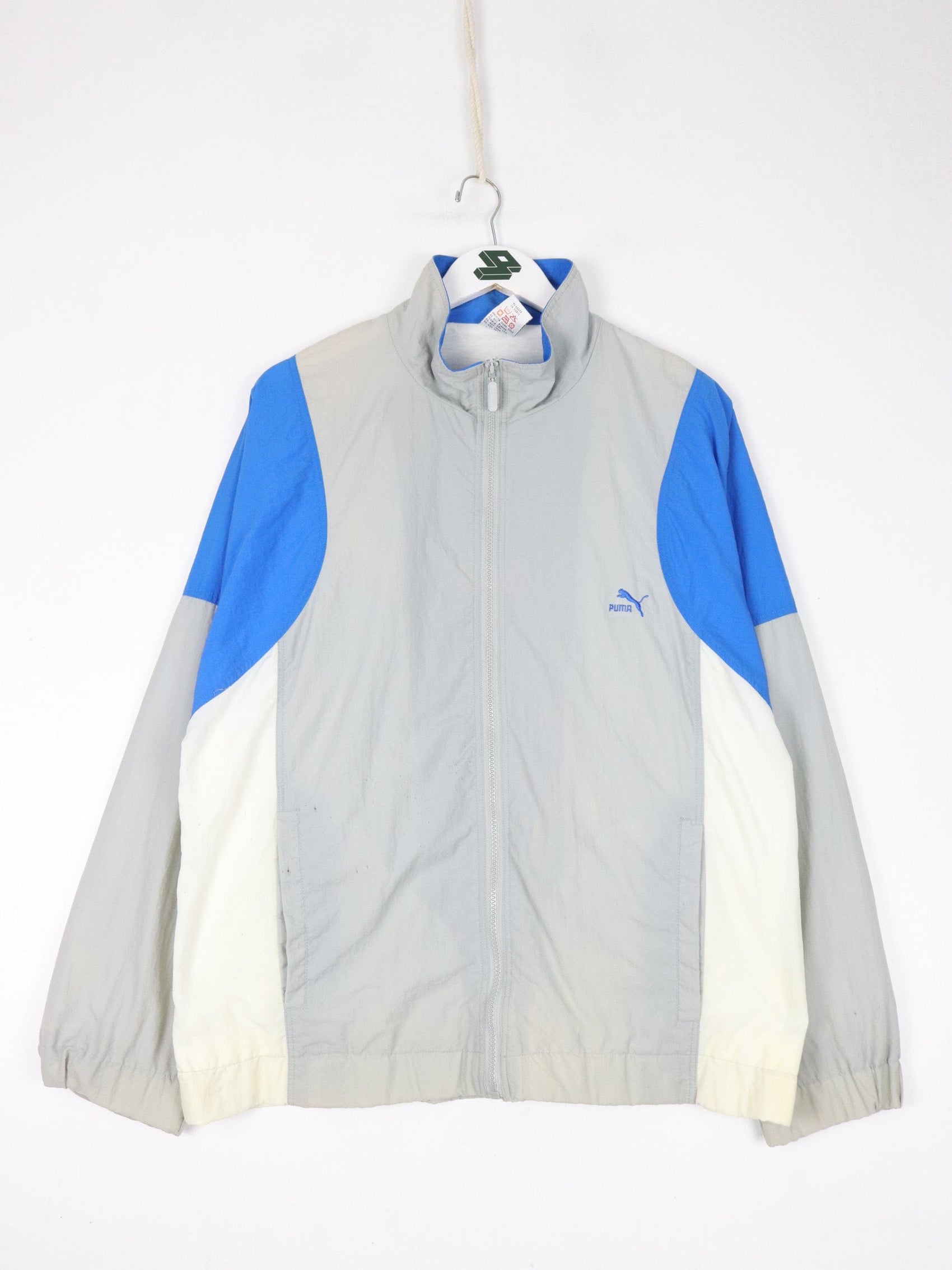 Vintage Puma Windbreaker Mens Large Grey Jacket 90s