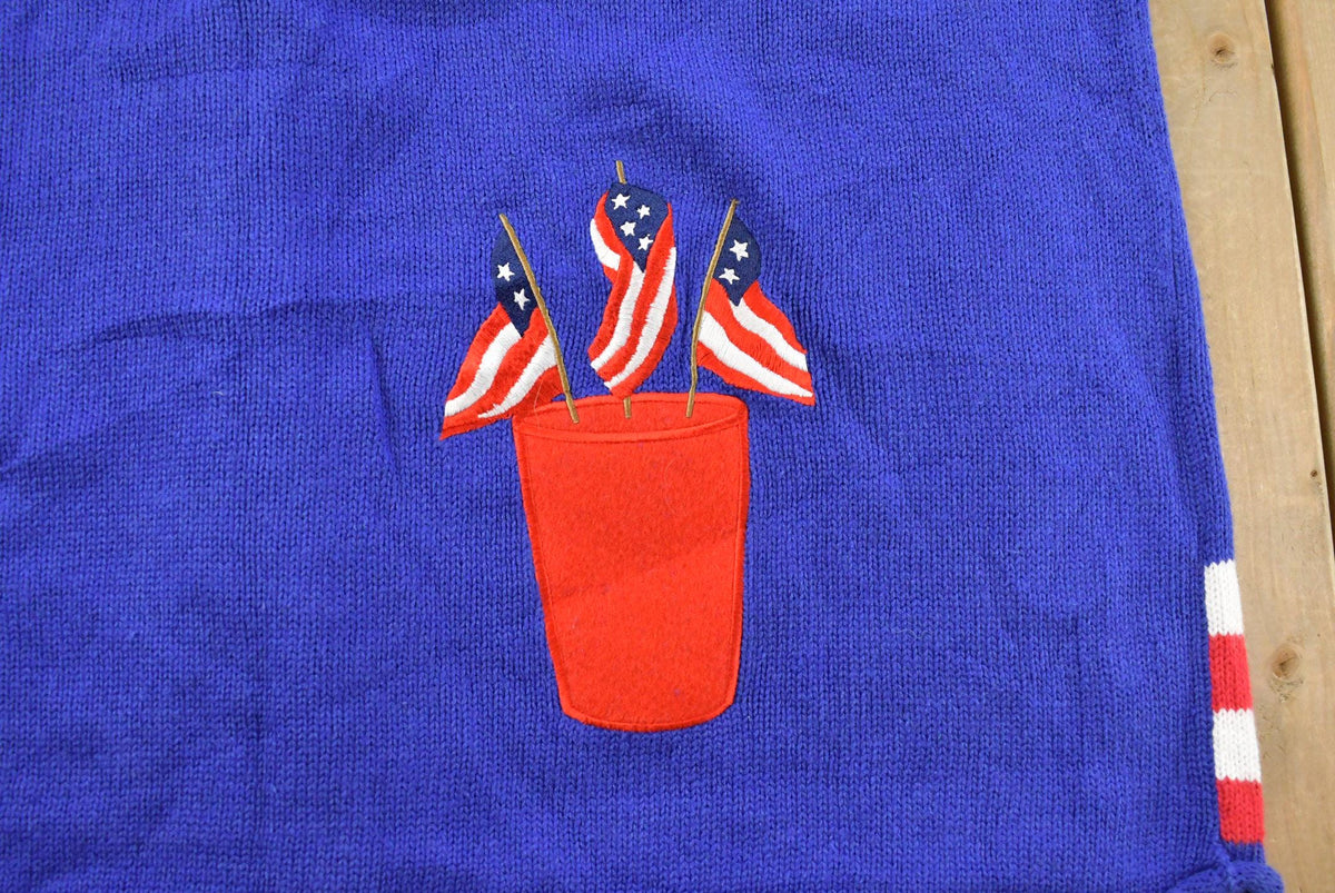 Vintage Quaker Factory American Flag Knit Short Sleeve Sweater Women's 2X from propervintagecanada
