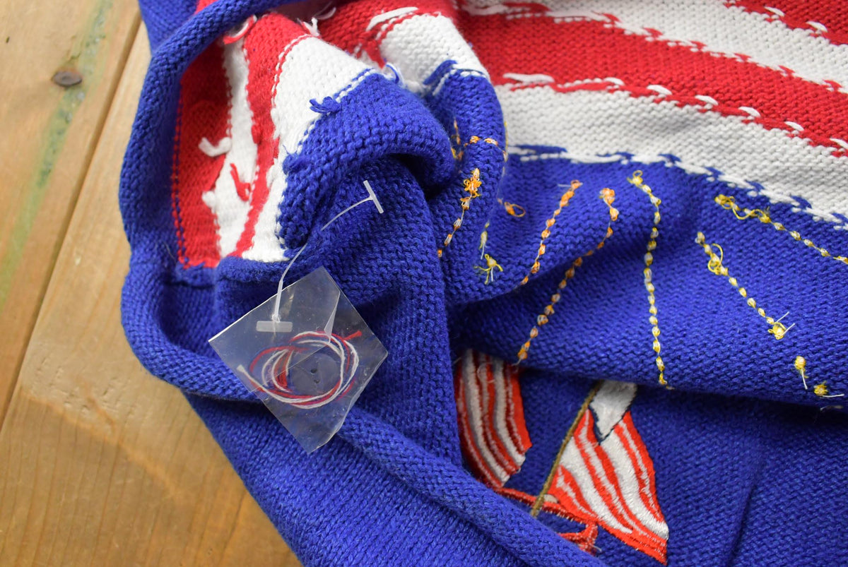 Vintage Quaker Factory American Flag Knit Short Sleeve Sweater Women's 2X from propervintagecanada