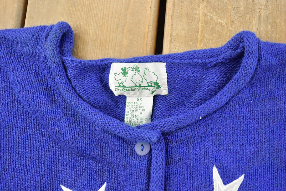 Vintage Quaker Factory American Flag Knit Short Sleeve Sweater Women's 2X from propervintagecanada