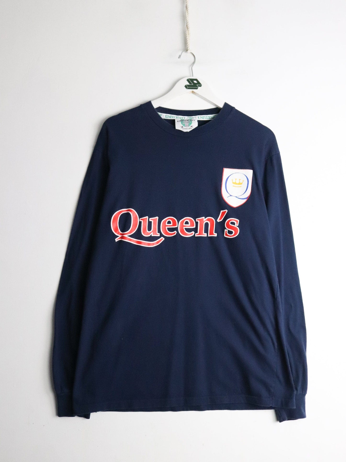 Vintage Queen's University T Shirt Mens Medium Blue