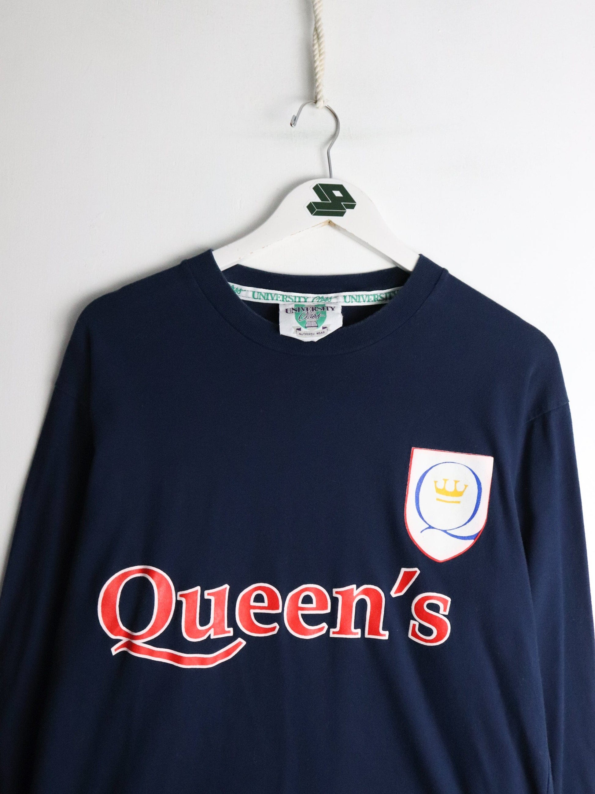 Vintage Queen's University T Shirt Mens Medium Blue