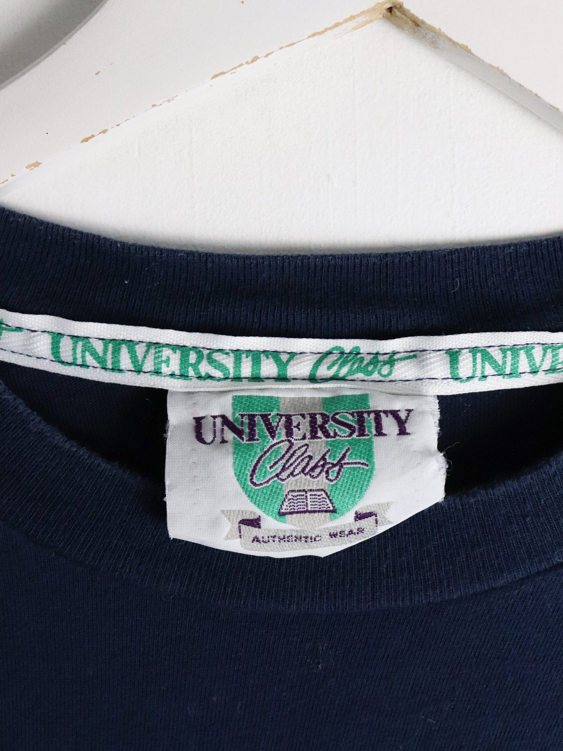Vintage Queen's University T Shirt Mens Medium Blue