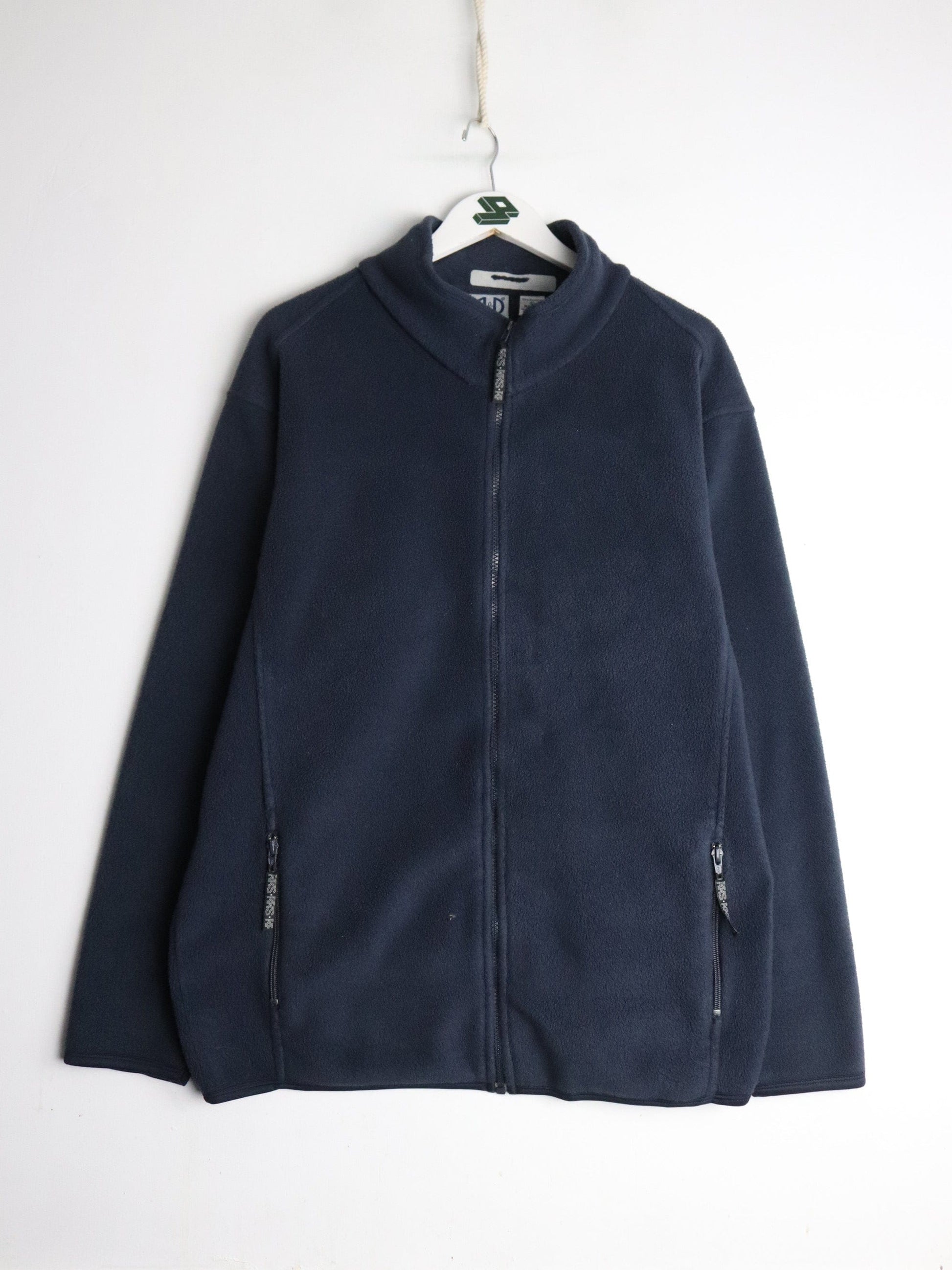 Vintage R & R Sport Sweater Mens Medium Blue Fleece Full Zip