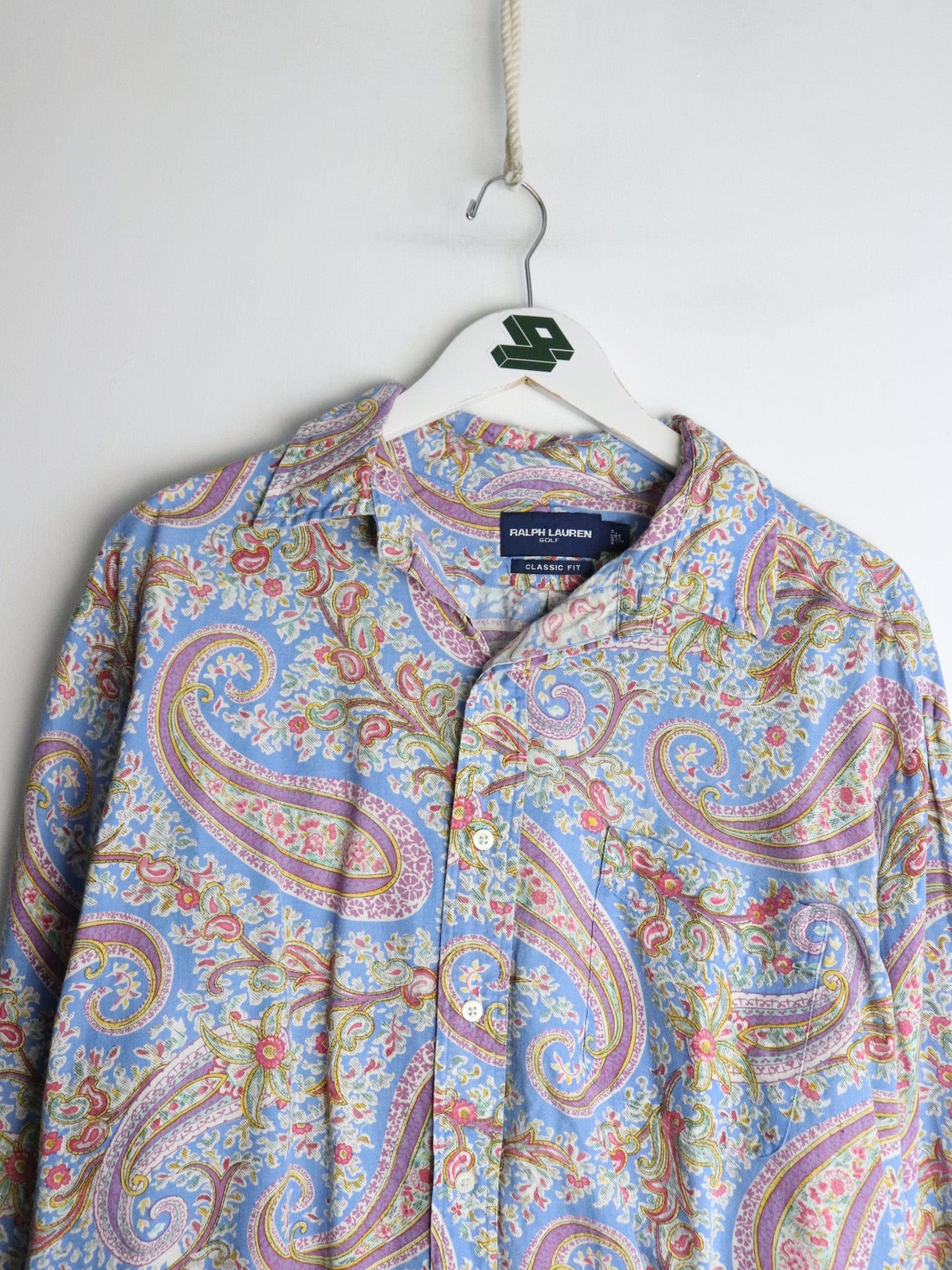 Vintage Ralph Lauren Golf Shirt Mens Large Blue Paisley Button Up from propervintagecanada