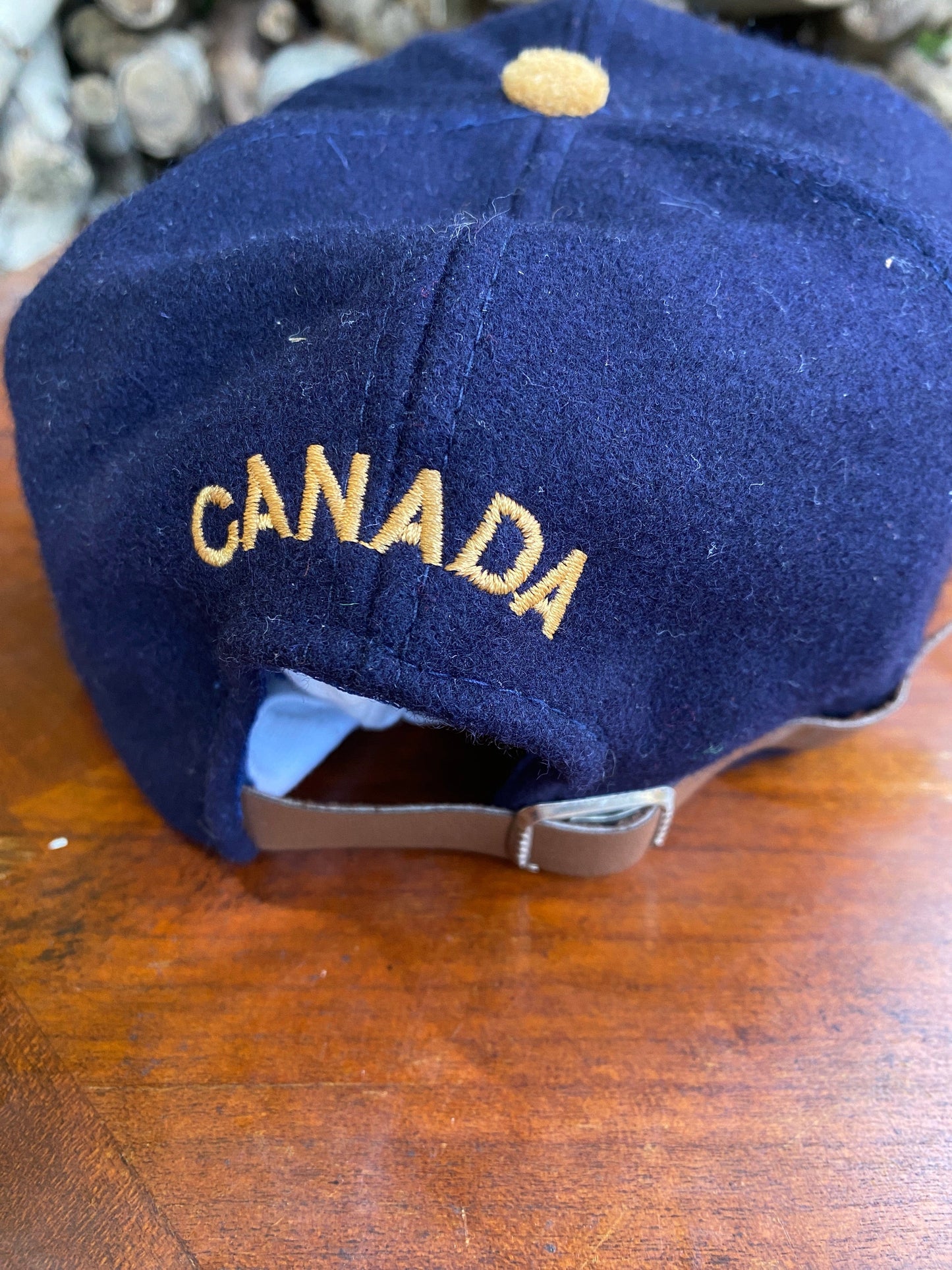 Vintage RCMP Hat Adult Blue Strap Back Wool from propervintagecanada