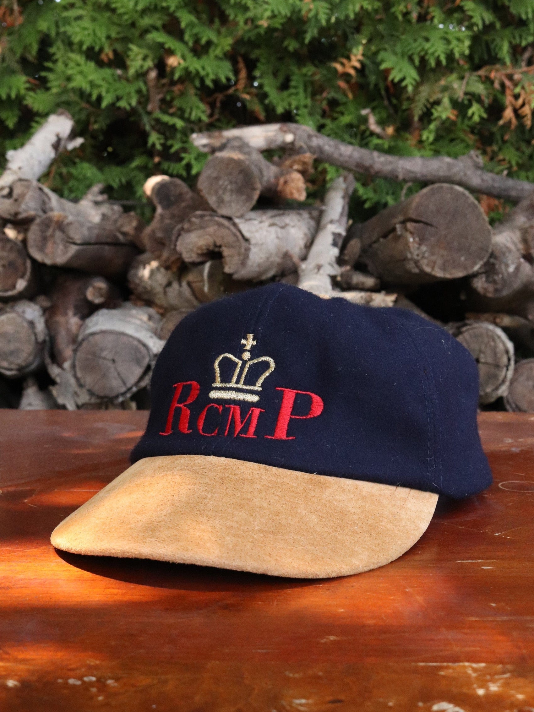 Vintage RCMP Hat Adult Blue Strap Back Wool from propervintagecanada