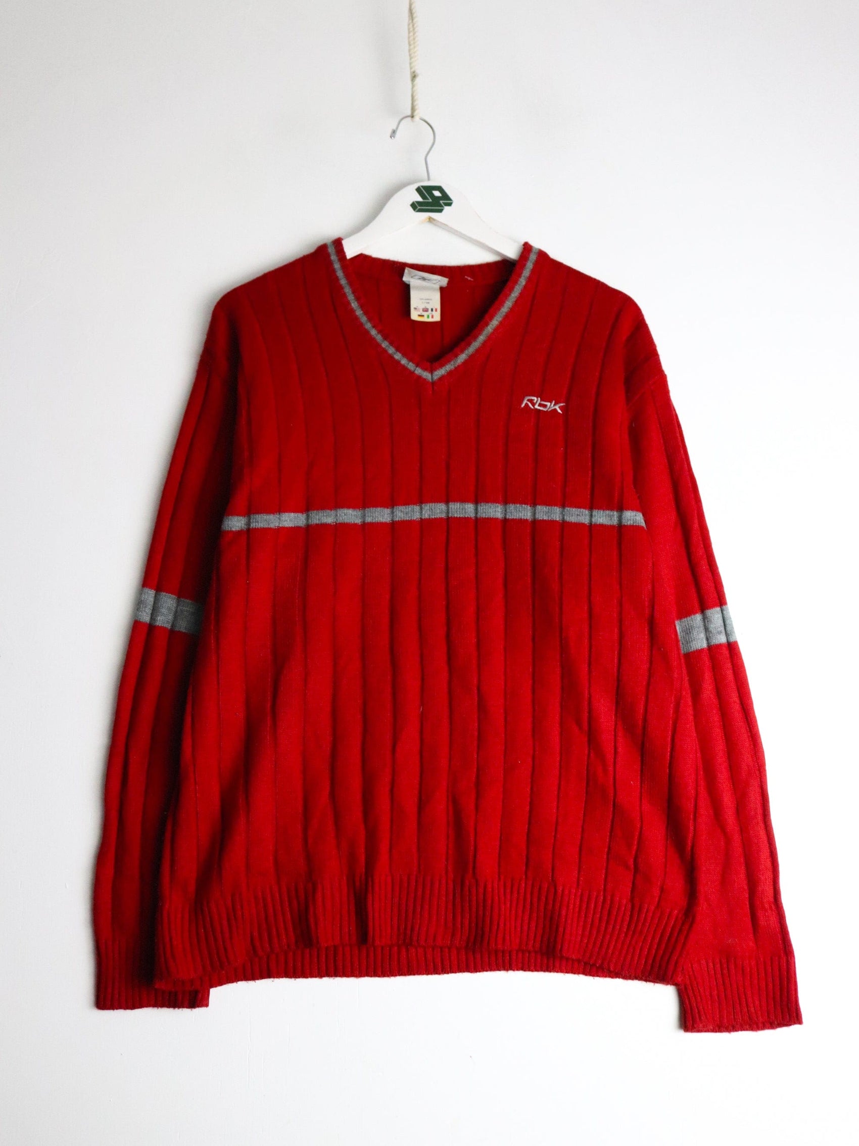 Vintage Reebok Sweater Mens Large Red Knit from propervintagecanada