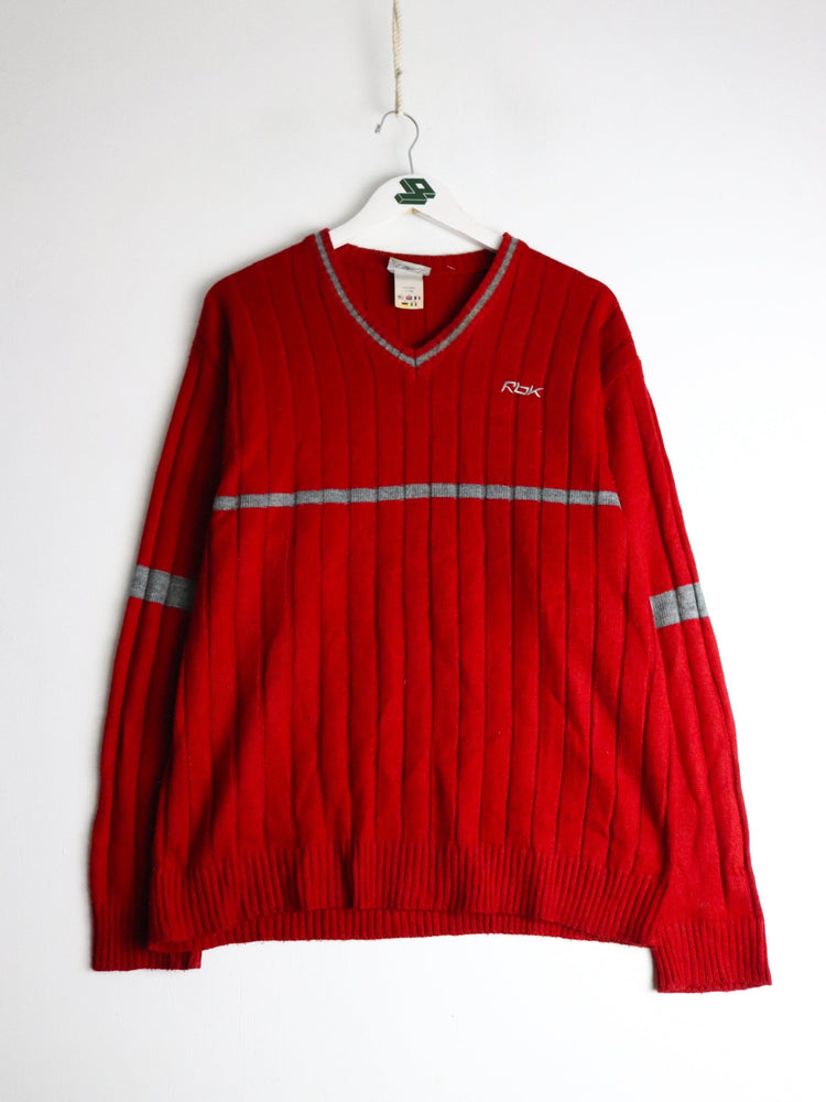 Vintage Reebok Sweater Mens Large Red Knit from propervintagecanada