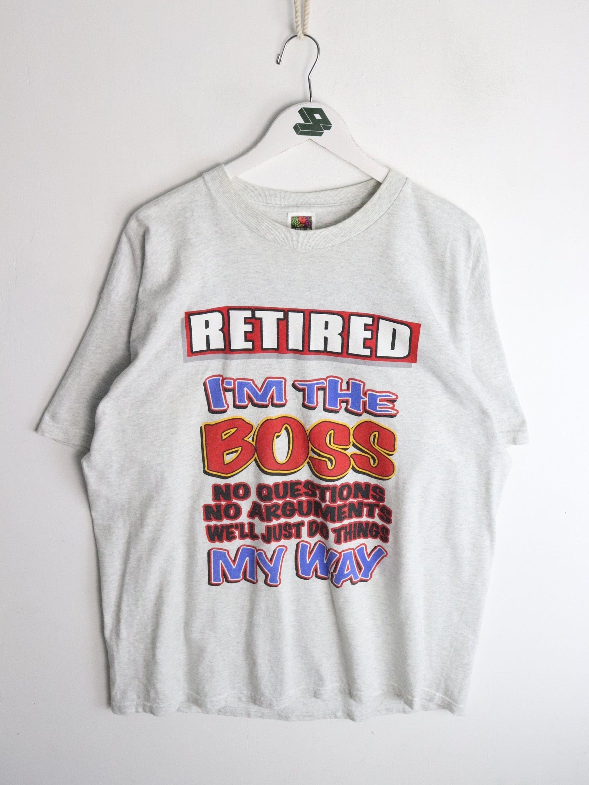 Vintage Retired T Shirt Mens 2XL Grey from propervintagecanada