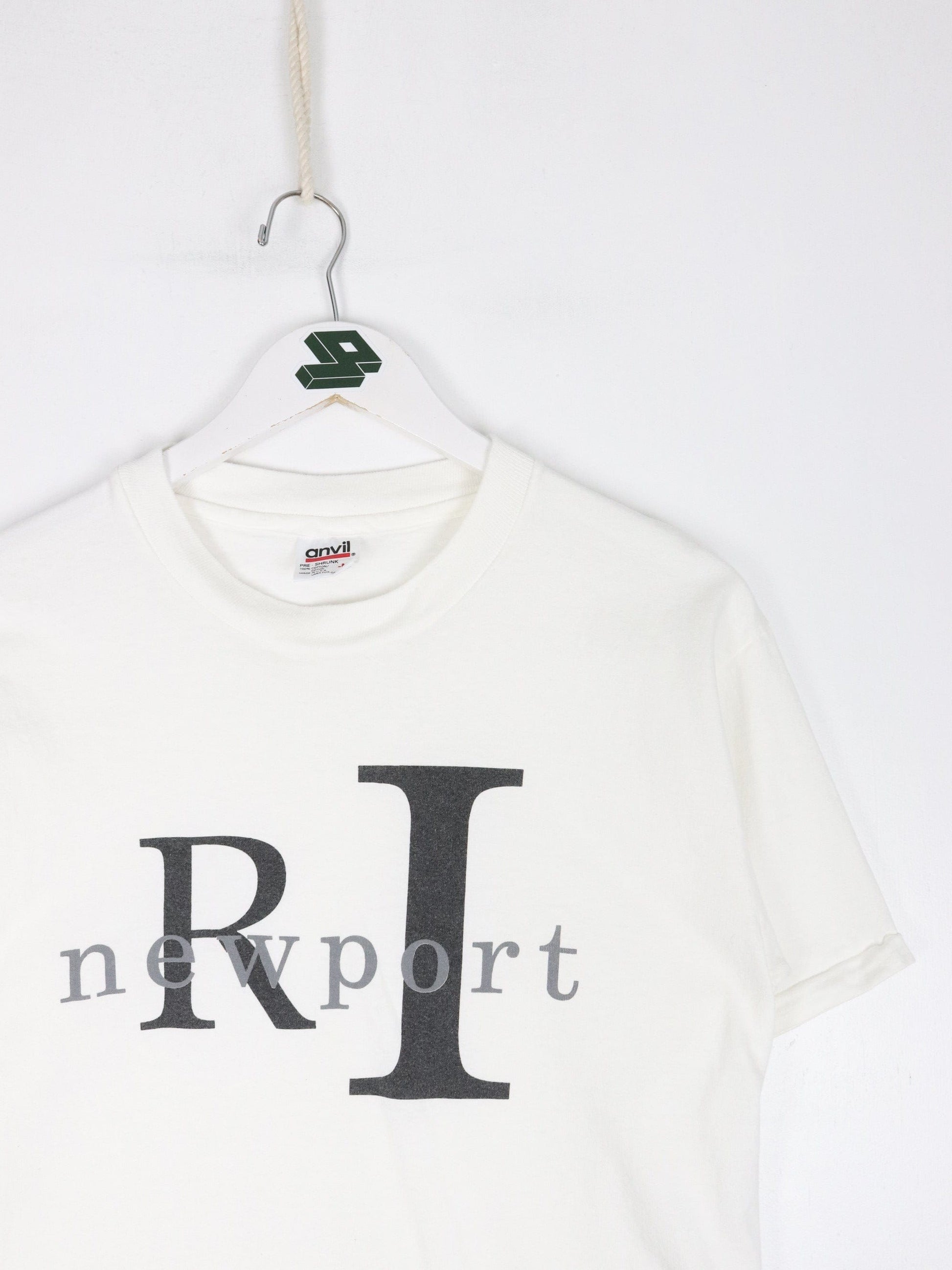 Vintage Rhode Island T Shirt Fits Mens Small White Newport 90s USA
