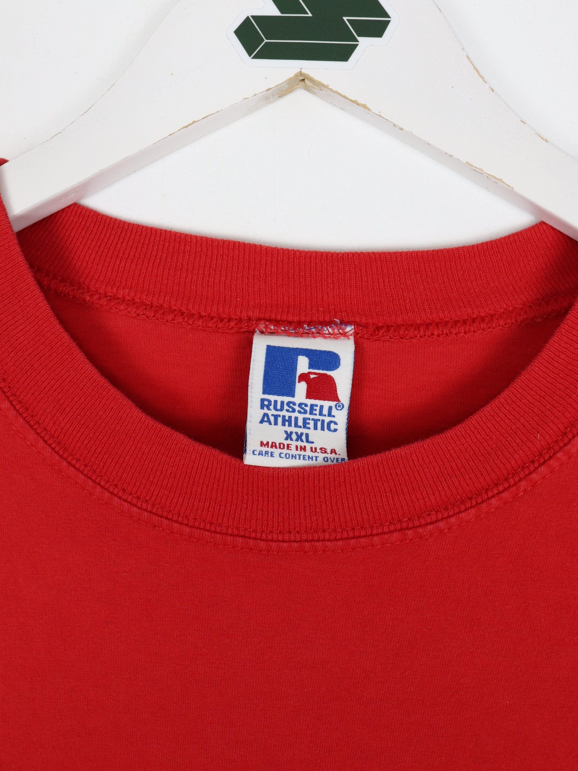 Vintage Russell Athletic T Shirt Mens 2XL Red Pocket Blank 90s