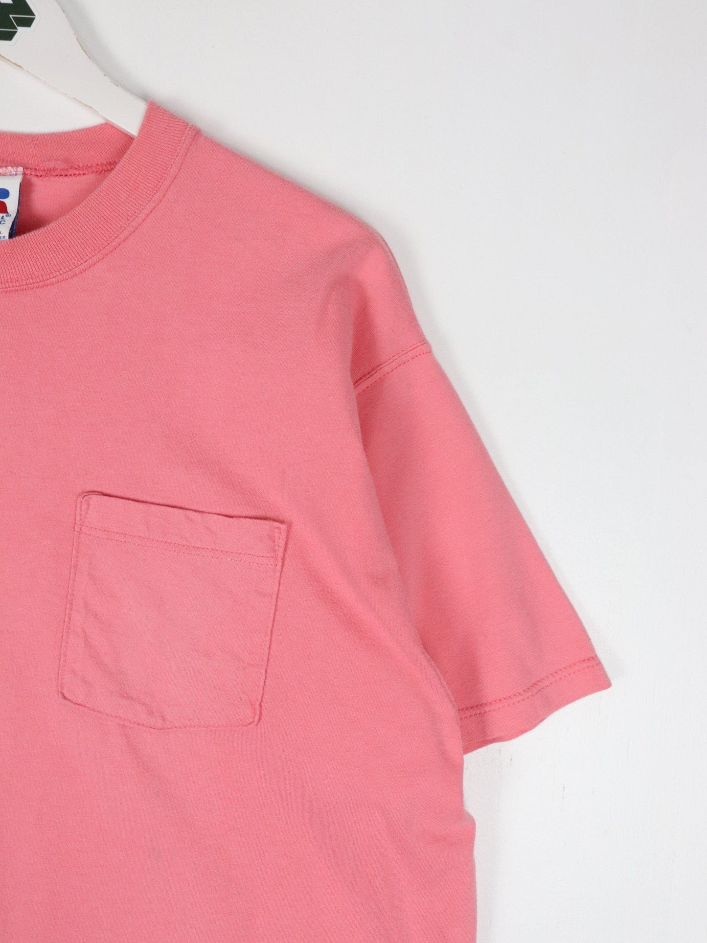 Vintage Russell Athletic T Shirt Mens Large Pink Pocket