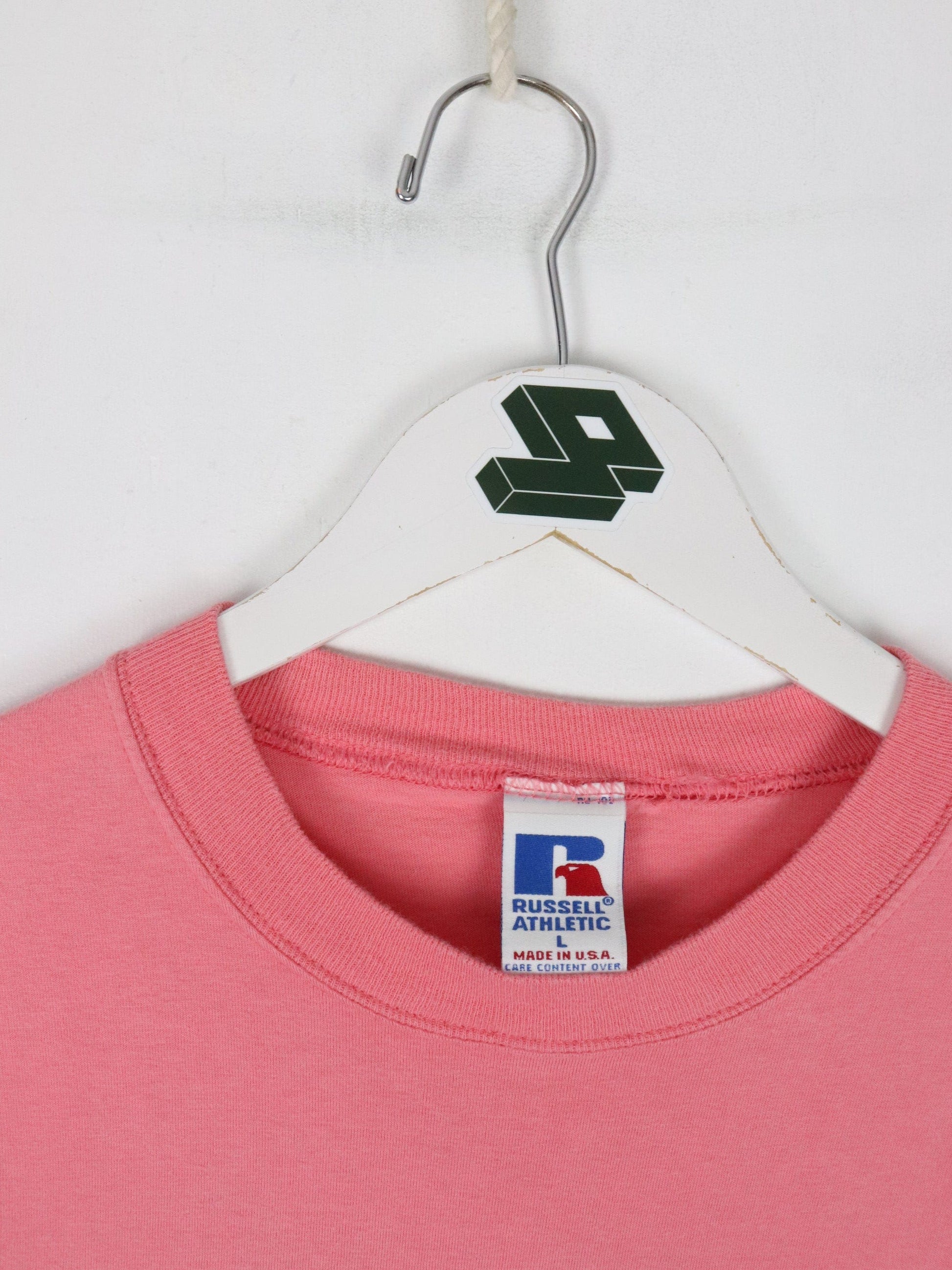 Vintage Russell Athletic T Shirt Mens Large Pink Pocket