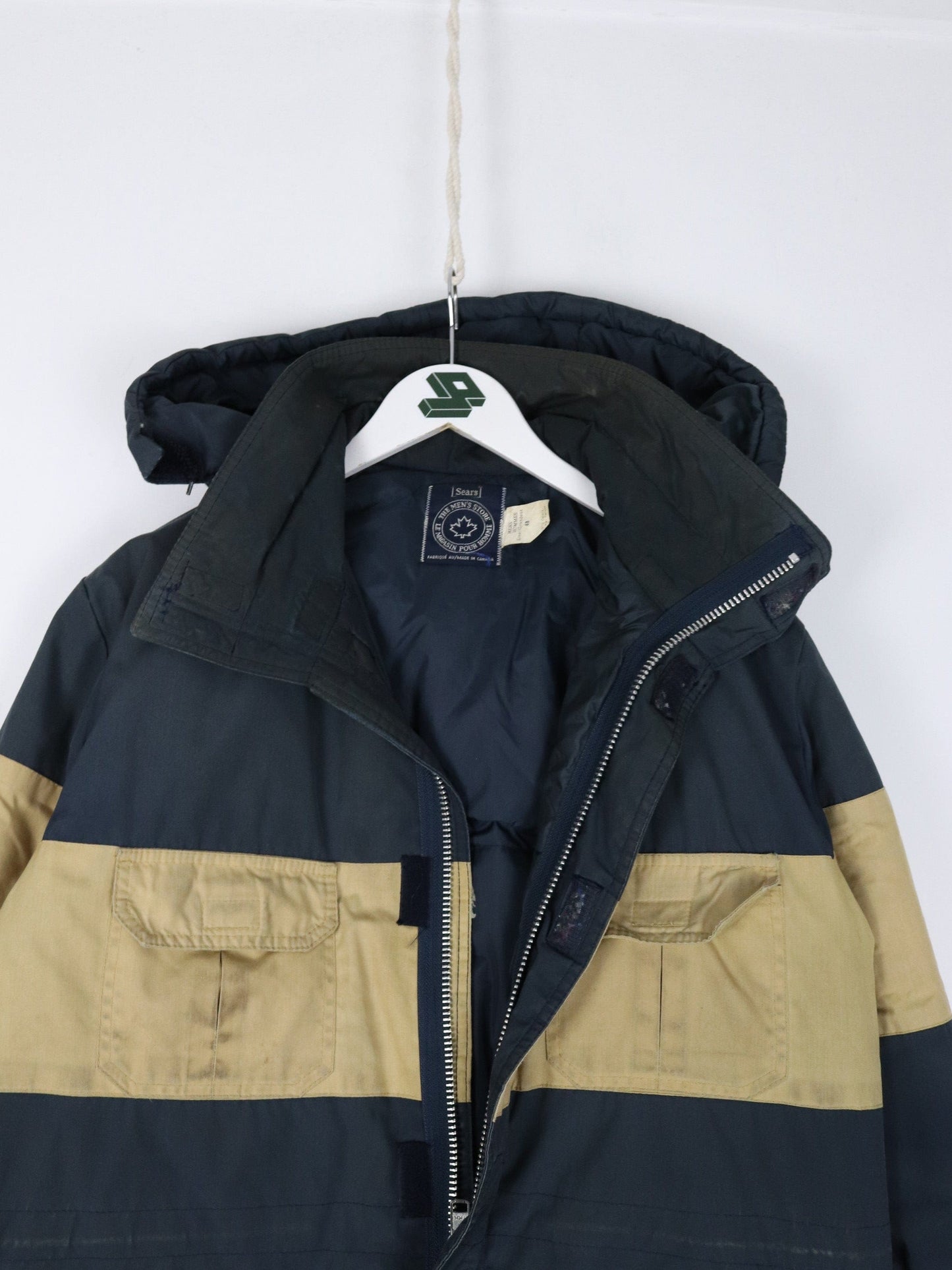 Vintage Sears Jacket Mens 40 Medium Blue Parka Coat