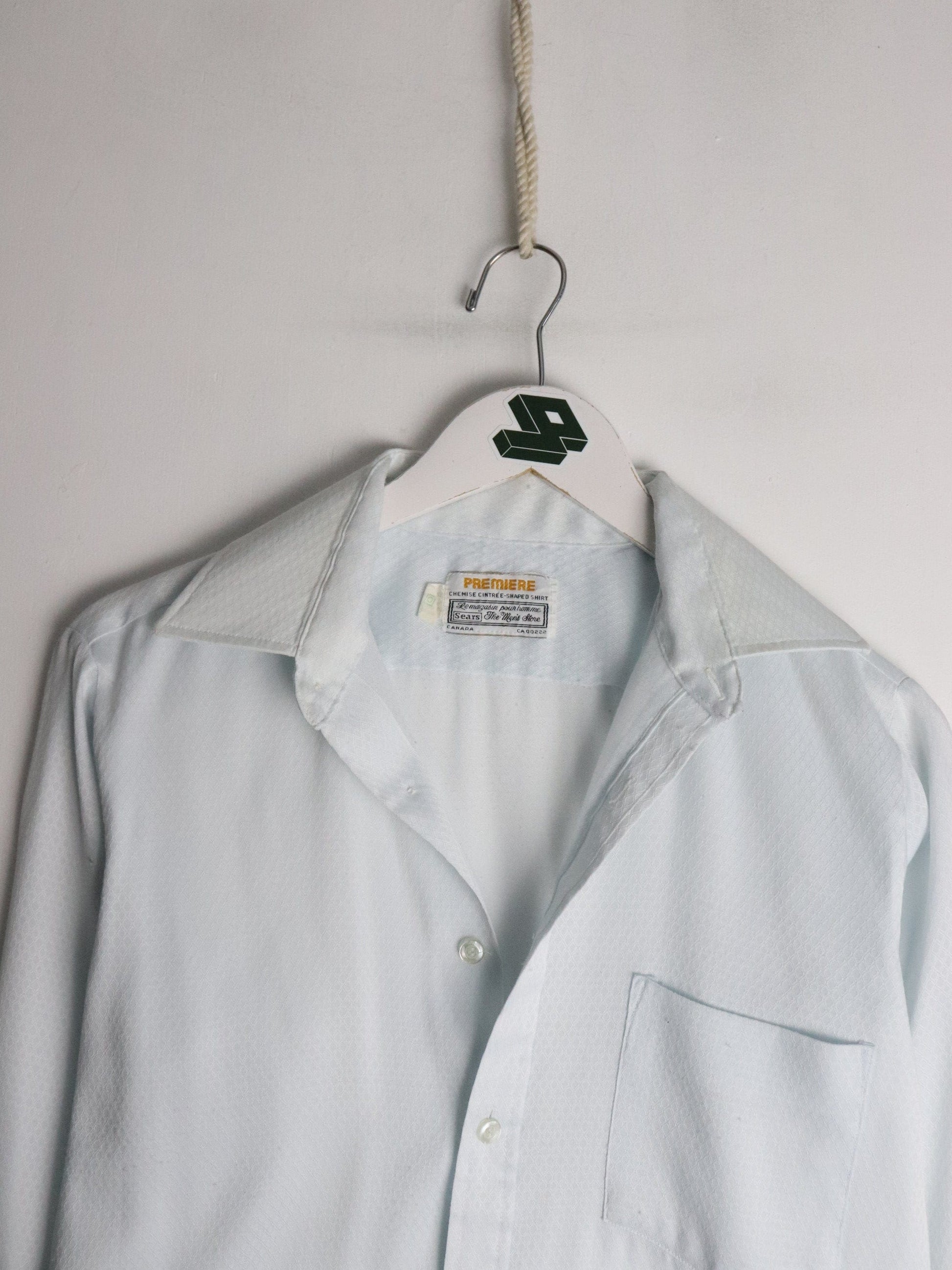 Vintage Sears Shirt Mens Small Blue Button Up from propervintagecanada