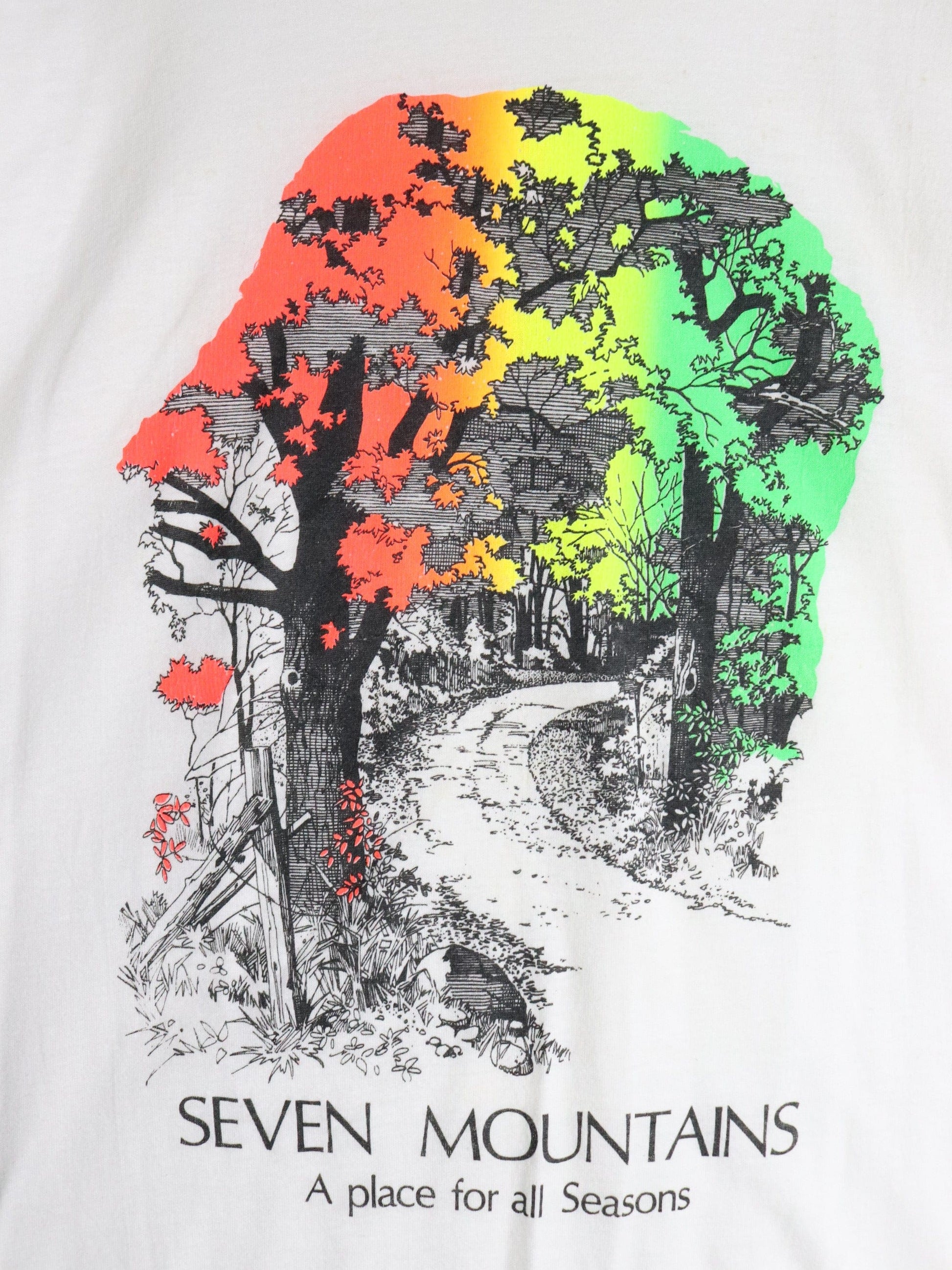 Vintage Seven Mountains T Shirt Mens Large White 90s Outdoors