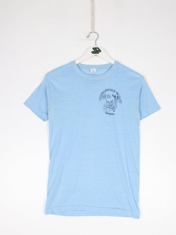 Vintage Shenandoah Valley T Shirt Fits Youth Small Blue 80s from propervintagecanada