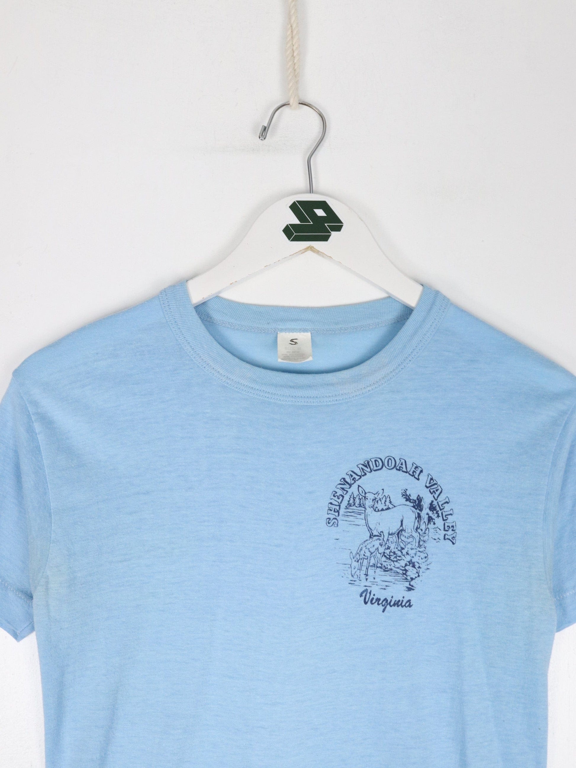 Vintage Shenandoah Valley T Shirt Fits Youth Small Blue 80s from propervintagecanada