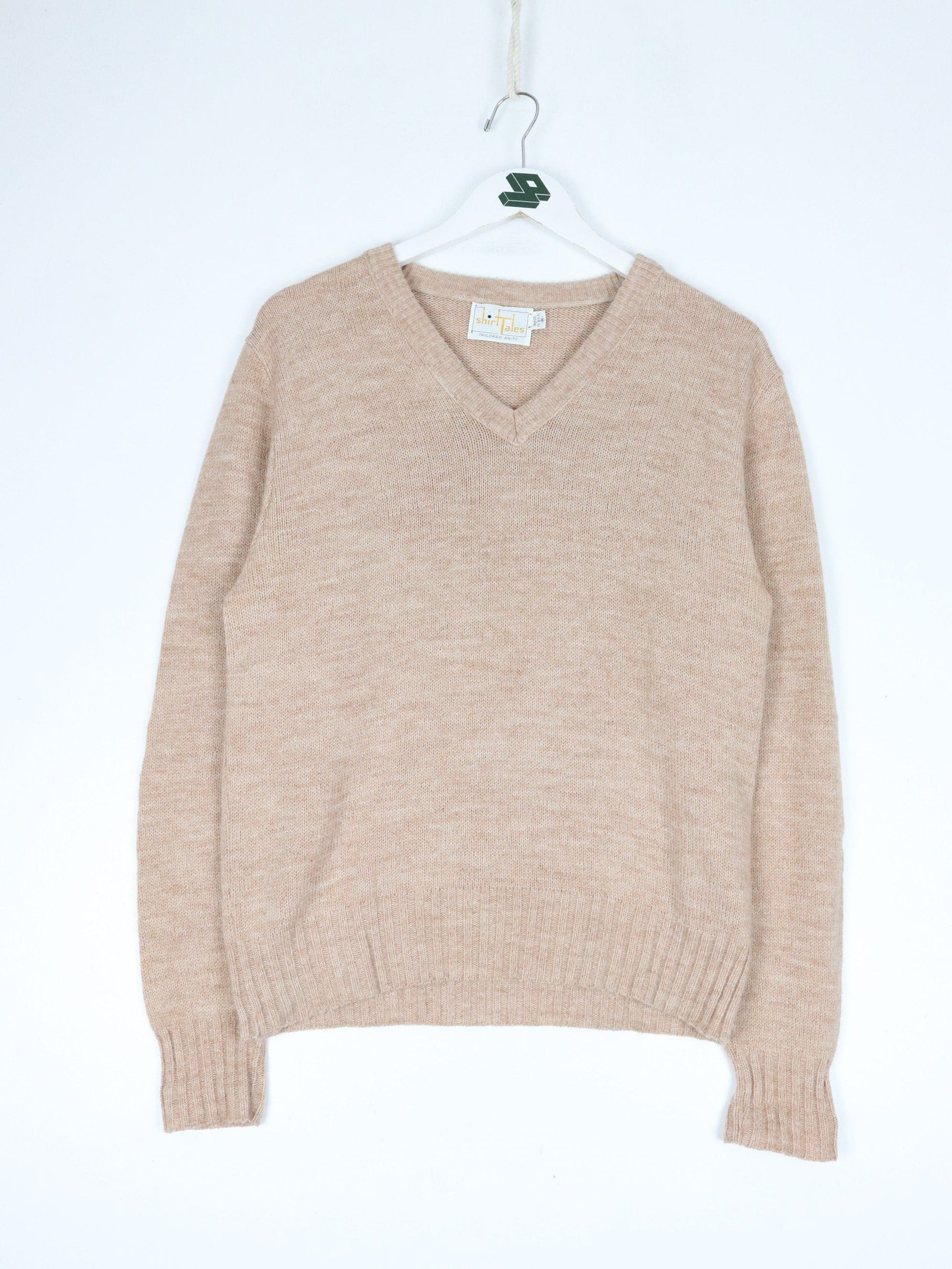 Vintage Shirt Tales Sweater Fits Mens Small Brown Knit V Neck from propervintagecanada